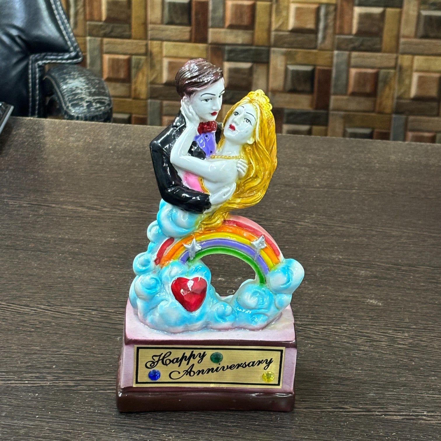 Couple Showpiece | Romantic Love Sculpture | Elegant Home Decor Gift for Living Room, Bedroom, Anniversary & Valentine’s Day - 9 Inch  - Apkamart