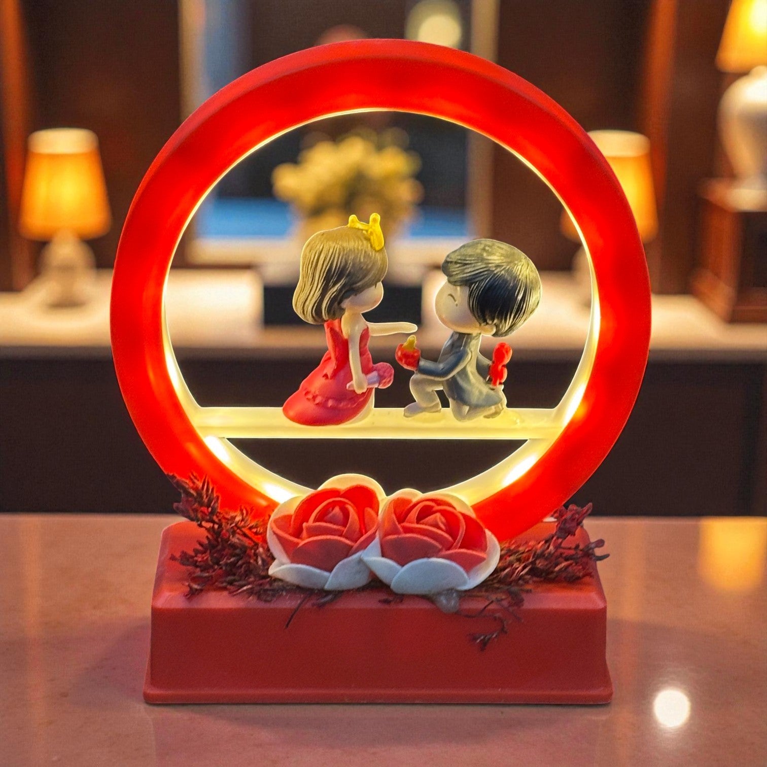 Couple Showpiece | Romantic Love Figurine | Decorative Plastic Sculpture for Home Decor, Bedroom & Living Room | Perfect Gift for Valentine, Anniversary & Wedding - 7 Inch - Apkamart