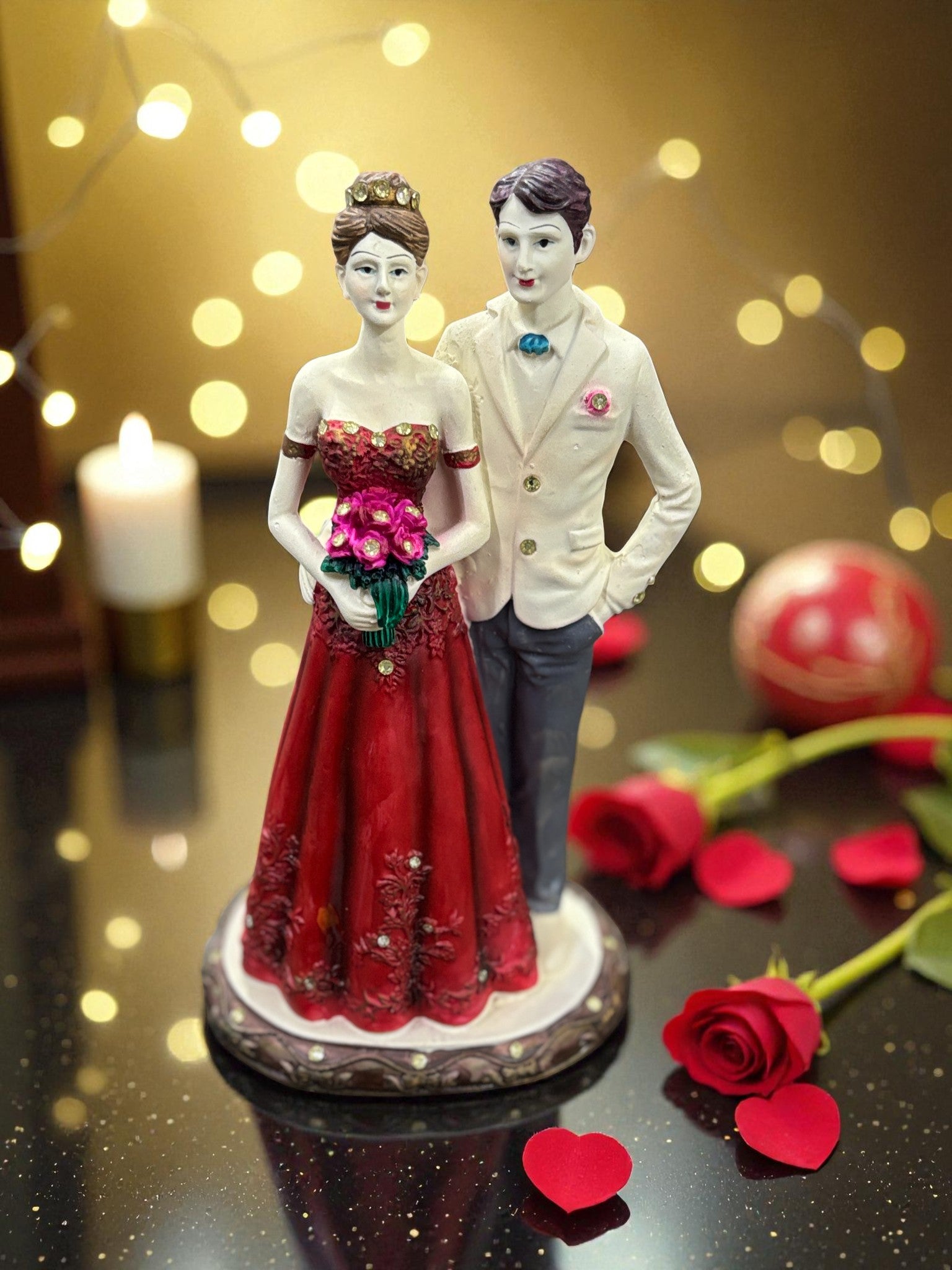 Love Couple Figurine | Romantic Resin Showpiece for Home Decoration | Perfect Gift for Anniversary, Valentine’s Day & Wedding - 10 Inch - Apkamart