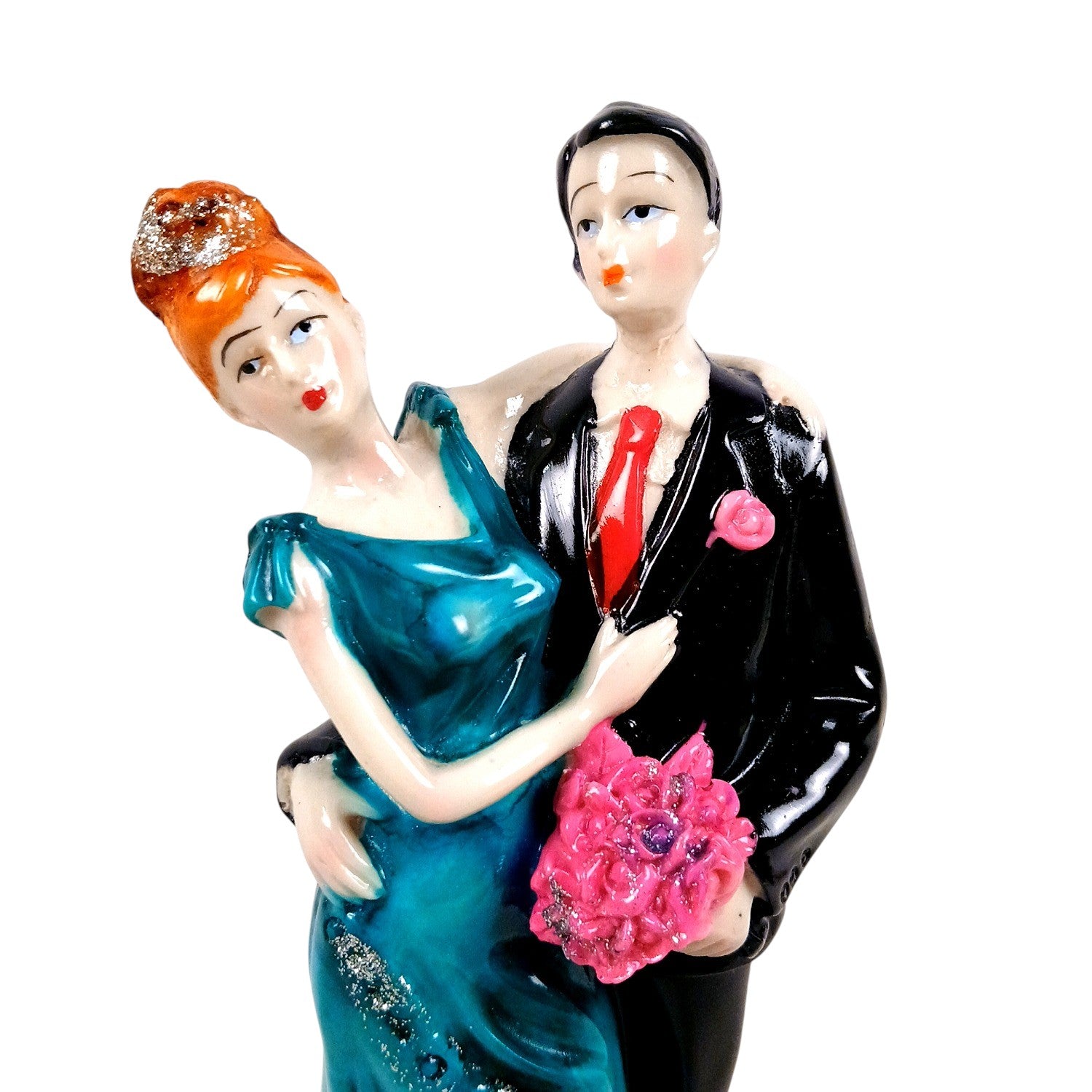 Romantic Couple Showpiece | Love Figurine Decorative Sculpture for Home Décor | Romantic Figurine for Living Room, Bedroom & Gifting - 9 Inch - Apkamart