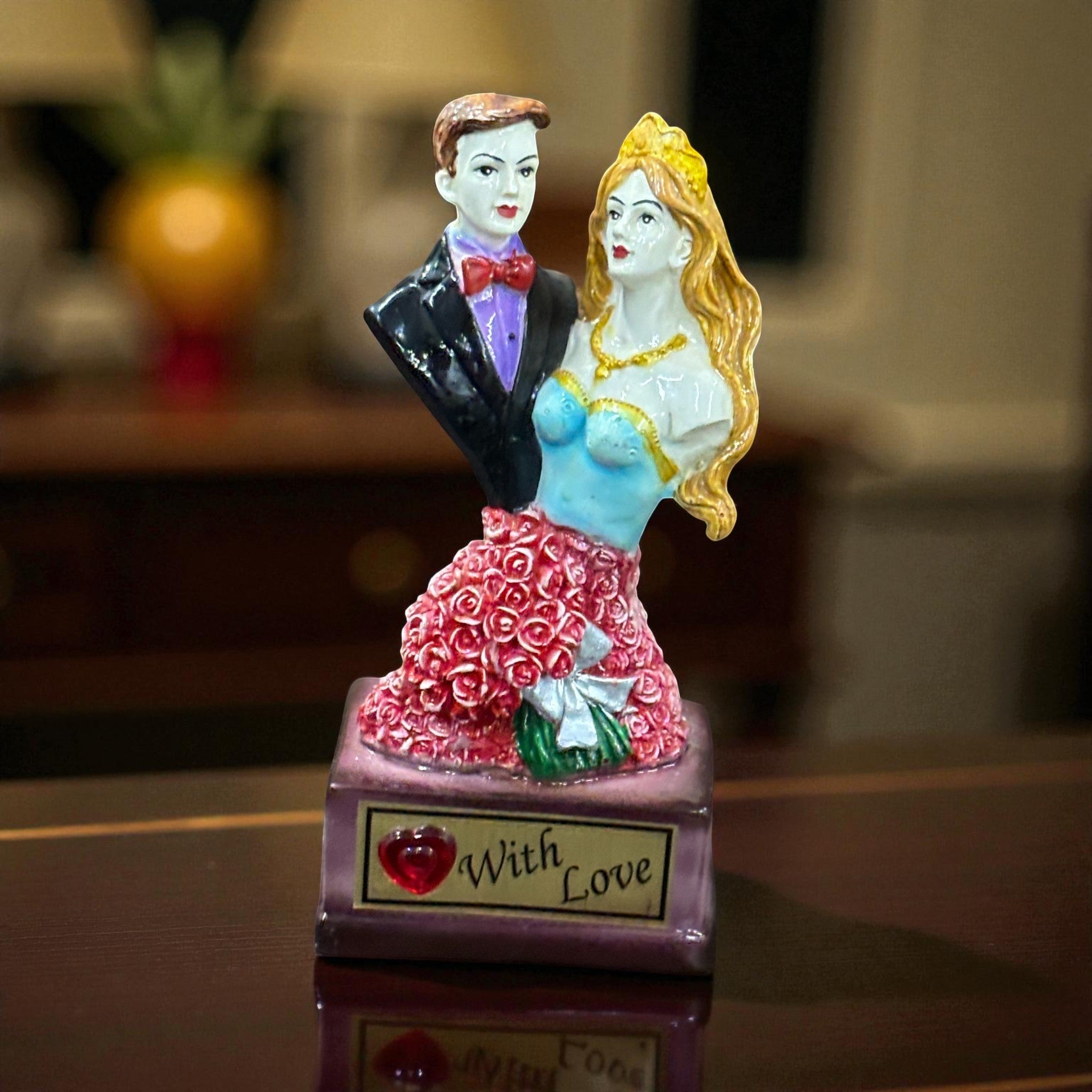 Romantic Couple Showpiece | Love Figurine for Home Decor | Elegant Sculpture for Bedroom, Living Room & Gift for Anniversary, Wedding or Valentine’s Day - 10 Inch - Apkamart