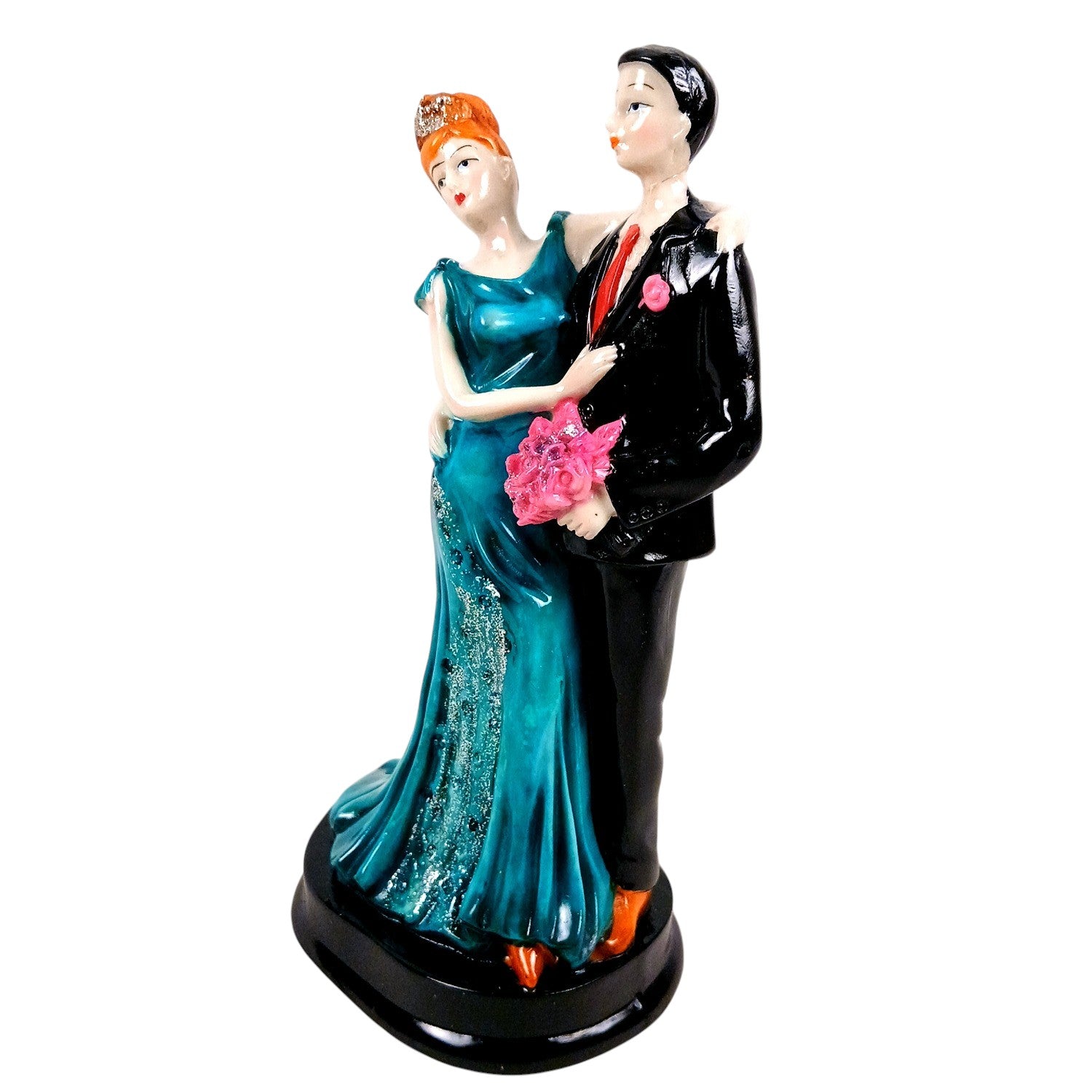 Romantic Couple Showpiece | Love Figurine Decorative Sculpture for Home Décor | Romantic Figurine for Living Room, Bedroom & Gifting - 9 Inch - Apkamart