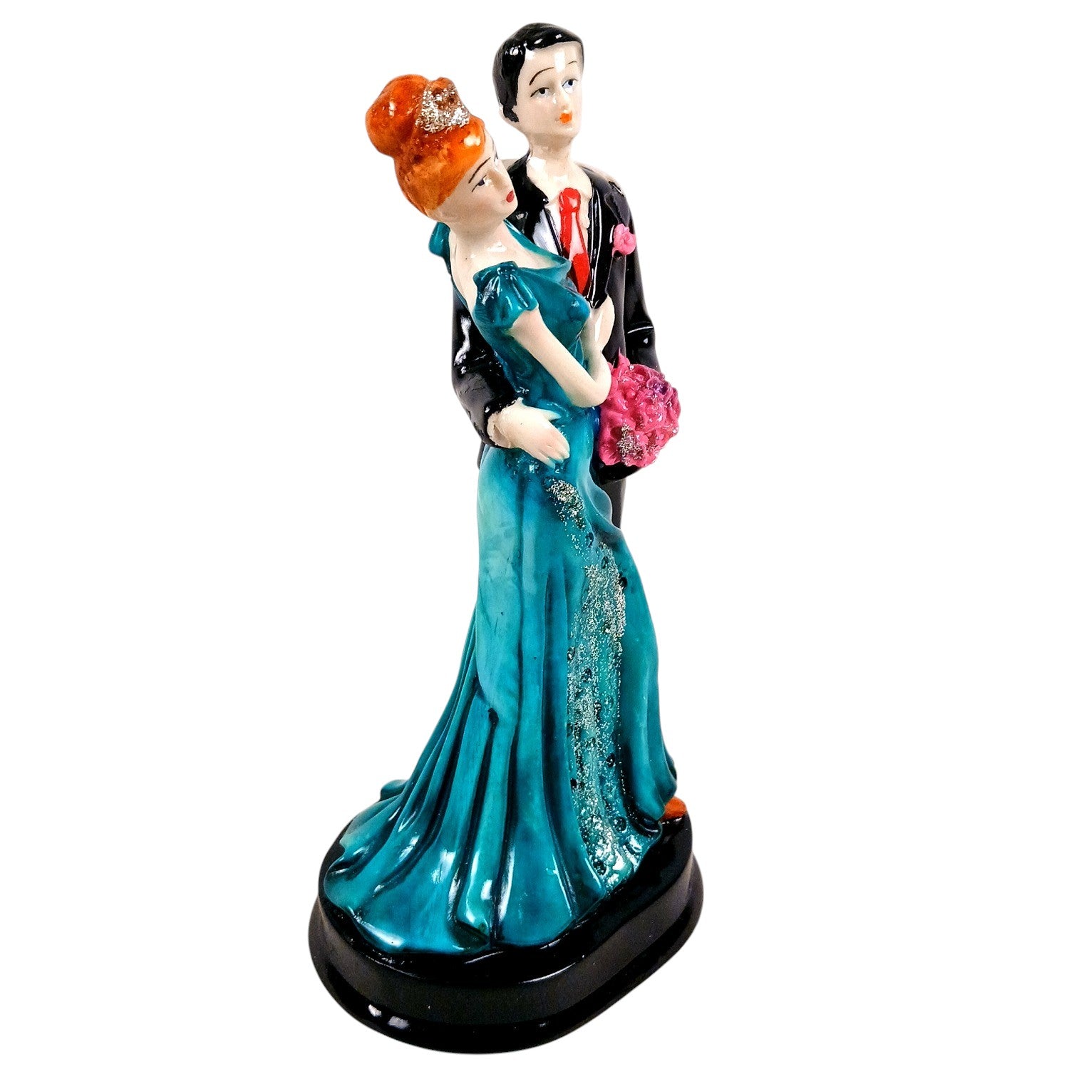 Romantic Couple Showpiece | Love Figurine Decorative Sculpture for Home Décor | Romantic Figurine for Living Room, Bedroom & Gifting - 9 Inch - Apkamart