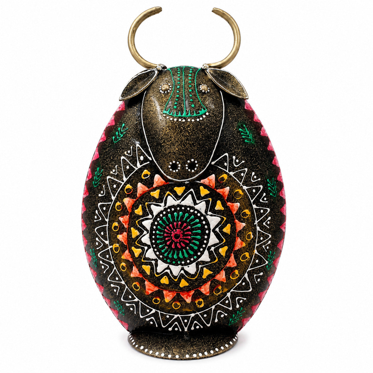 Cow Design Gullak Money Bank | Handcrafted Metal Piggy Bank - 9 Inch-Apkamart