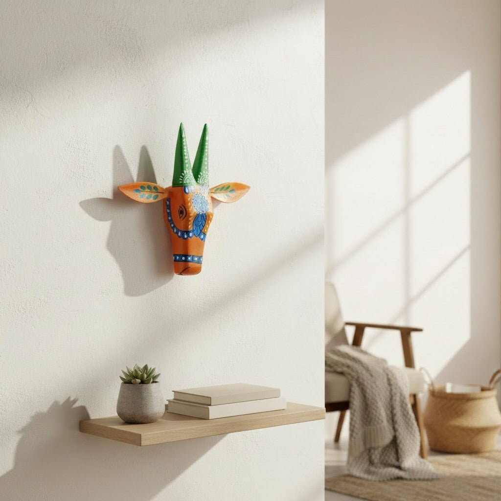 Cow Head Wall Hanging For Home Decor - 6 Inch - Apkamart