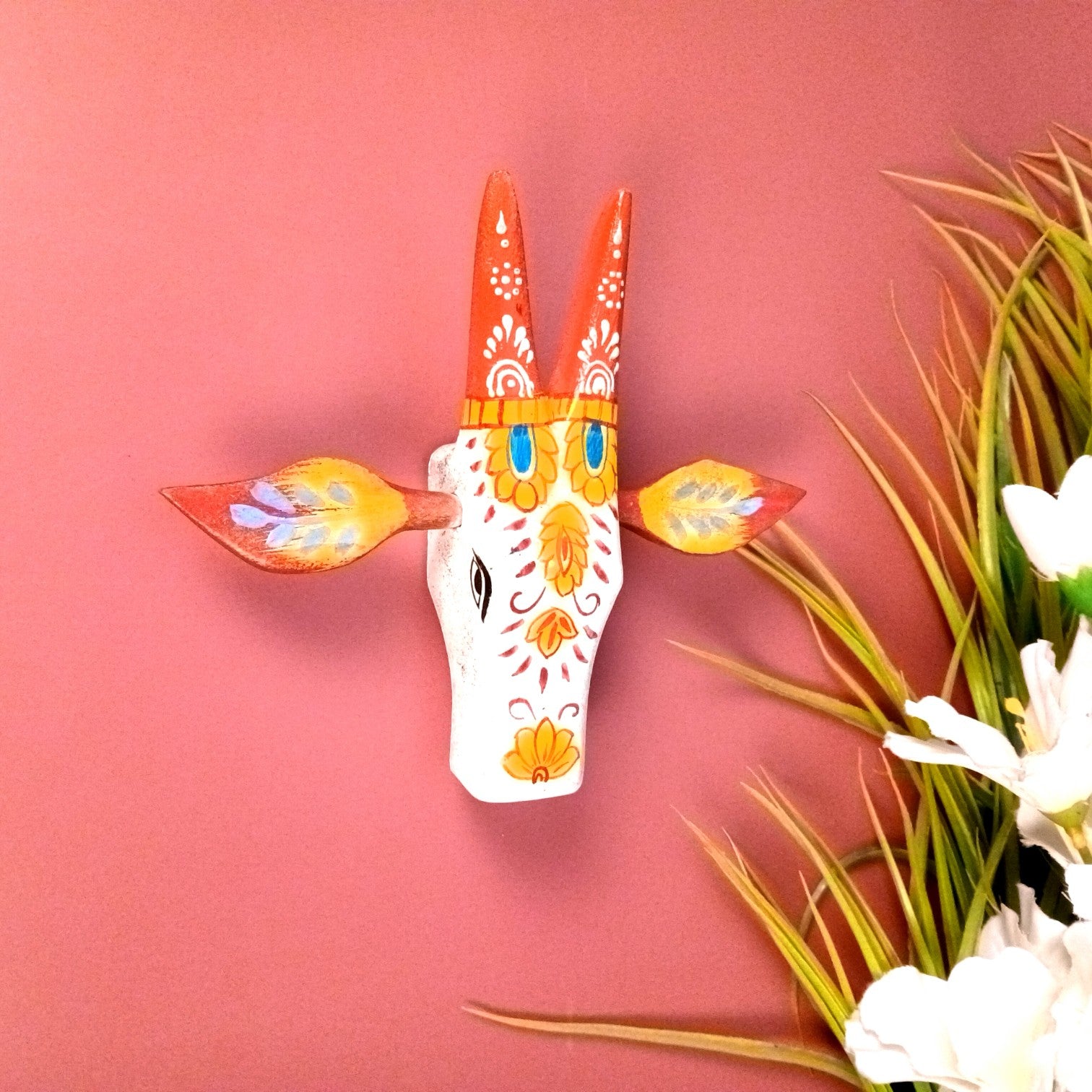  Cow Head Wall Hanging | Decorative Home Decor Showpiece for Living Room, Bedroom & Entrance | Traditional Shubh Wall Art for Positive Vibes - 6 Inch  - Apkamart