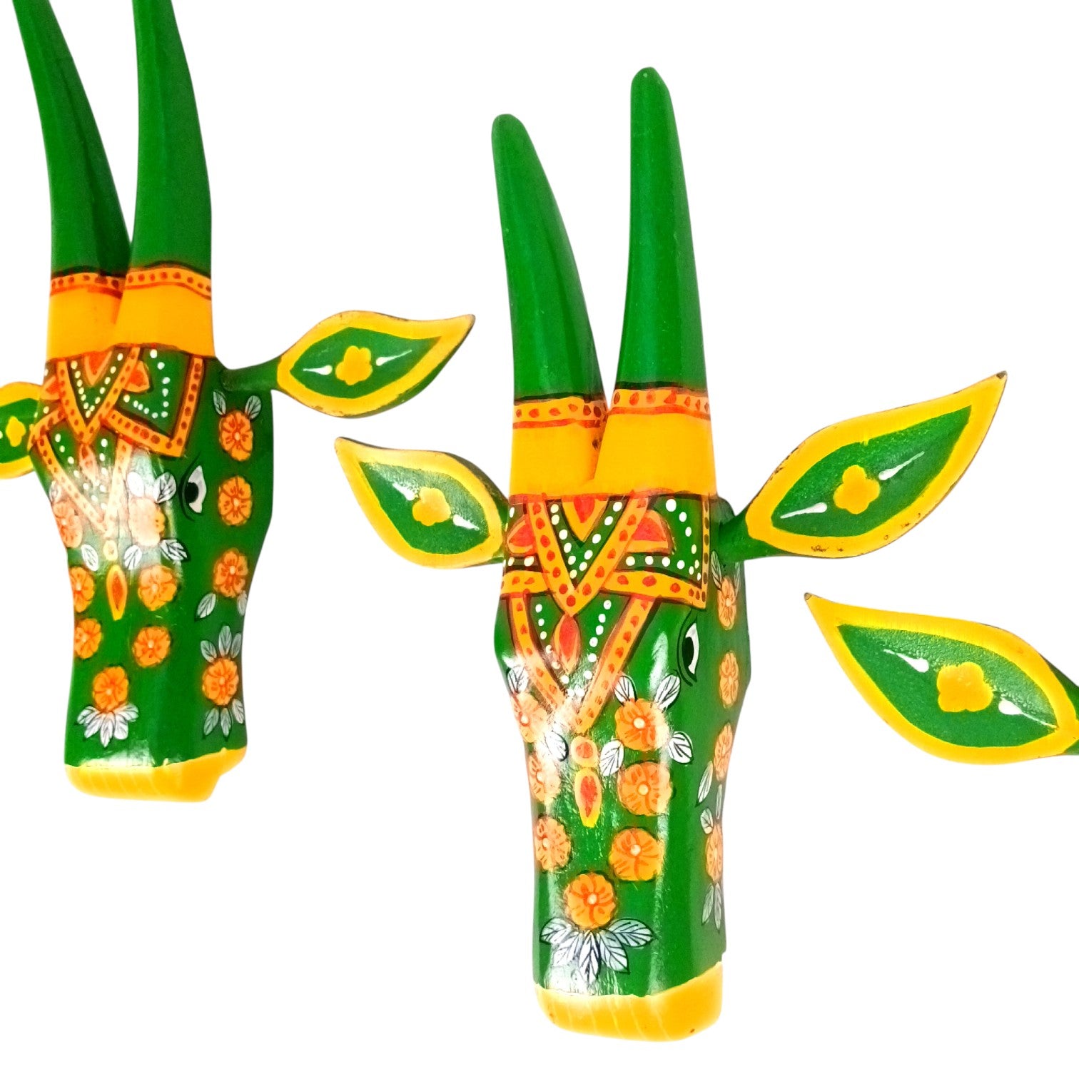 Cow Head Wall Hanging Set | Handcrafted Wall Decor | Traditional Vastu Wall Art for Happiness, Positivity & Home Decoration - 13 Inch (Set Of 3) - Apkamart