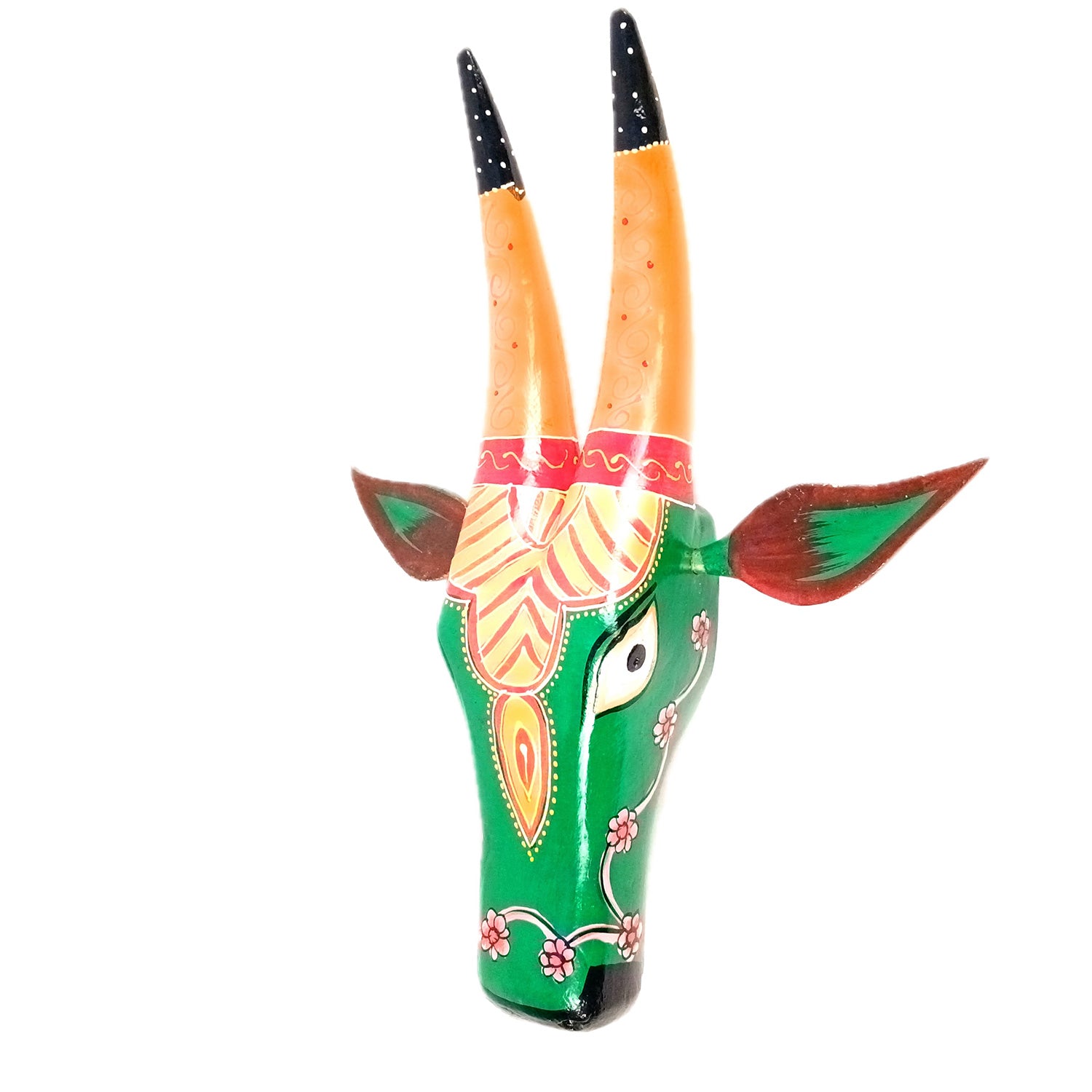 Wooden Cow Head Wall Hanging | Nandi Bull face With Detachable Ears Wall Decor - For Home, Living Room, Entrance, Puja Room & Gifts - 15 Inch - Apkamart #Style_Design 2