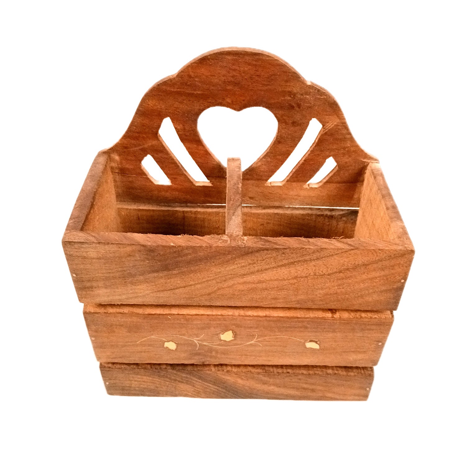 Wooden Cutlery Holder | Spoon Holder With 2 Section| Fork Organizer | Pen Stand - Multipurpose Holders - for Home, Dining Table, Utensil Holder for Kitchen Counter - 8 Inch (Pack Of 2) - Apkamart