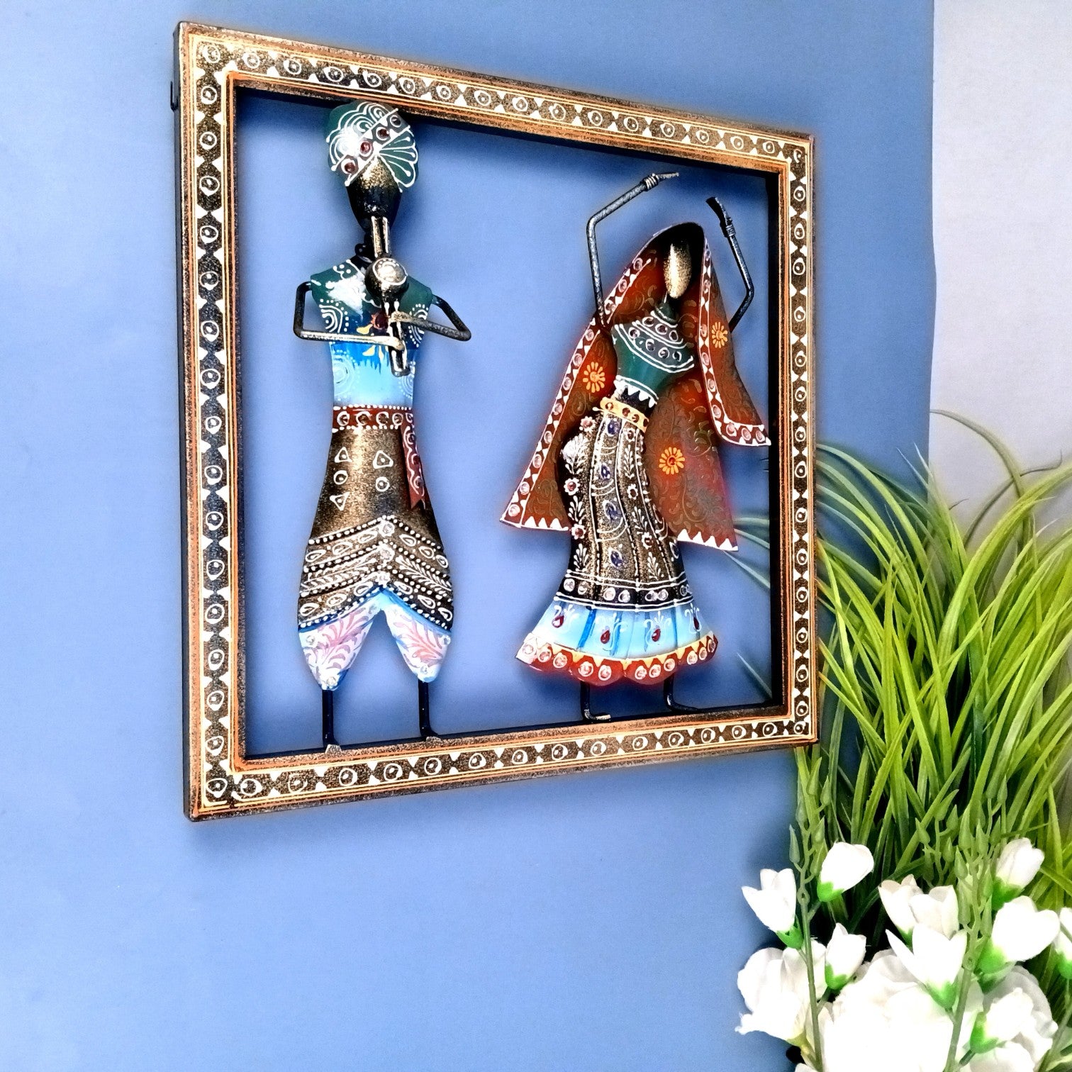 Dancing Couple Wall Hanging | Decorative Wall Art Showpiece | Wall Decor for Living Room, Entrance, Home & Office Decoration | Traditional Wall Hanging Gift - 14 Inch - Apkamart
