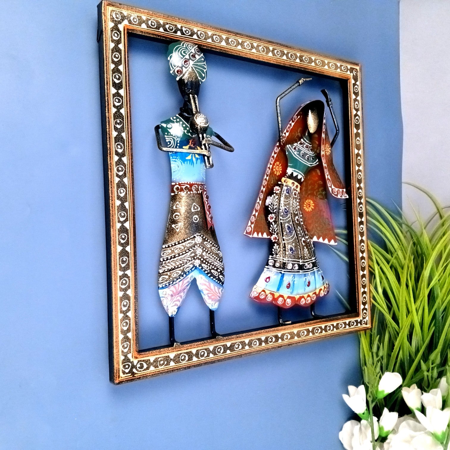 Dancing Couple Wall Hanging | Decorative Wall Art Showpiece | Wall Decor for Living Room, Entrance, Home & Office Decoration | Traditional Wall Hanging Gift - 14 Inch - Apkamart