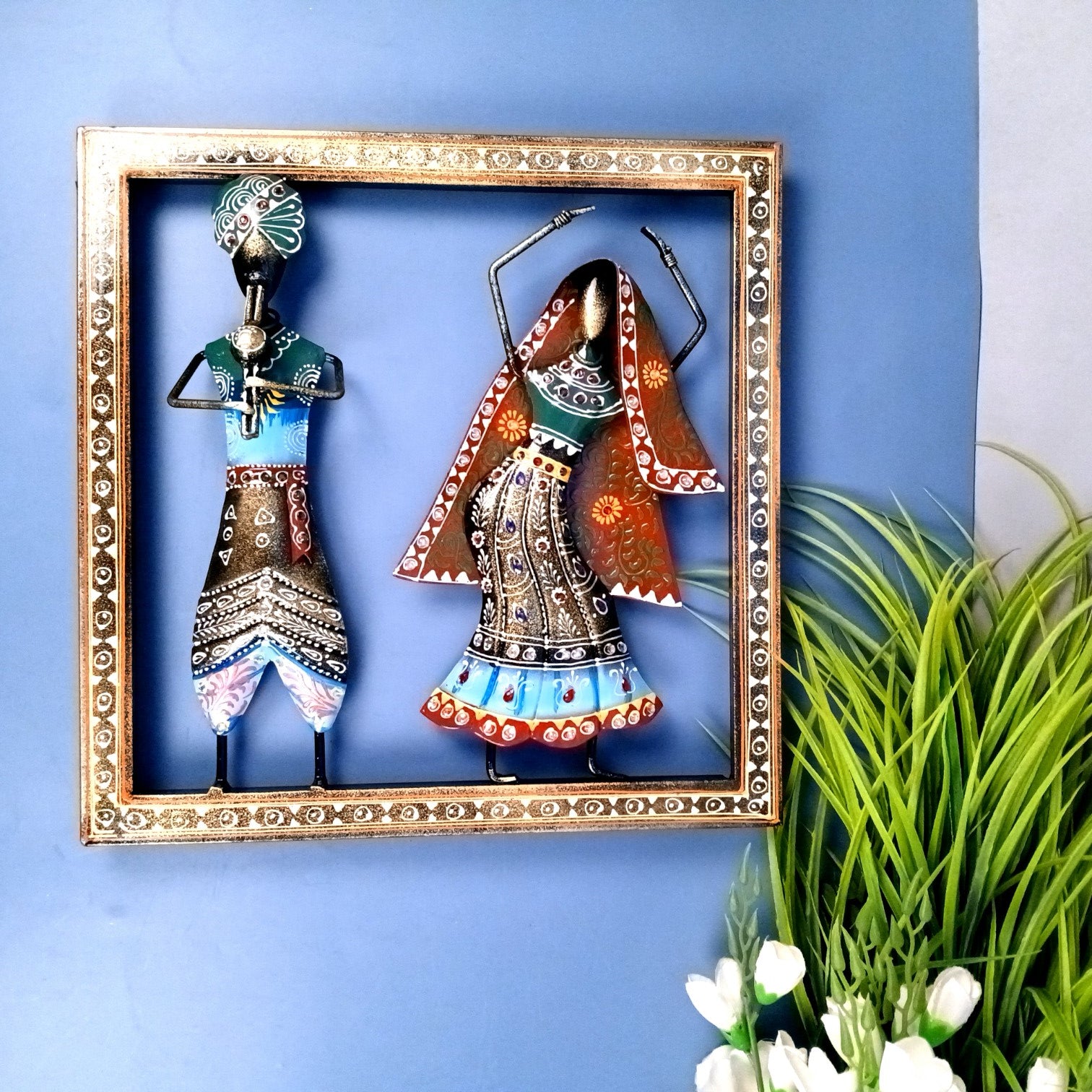 Dancing Couple Wall Hanging | Decorative Wall Art Showpiece | Wall Decor for Living Room, Entrance, Home & Office Decoration | Traditional Wall Hanging Gift - 14 Inch - Apkamart
