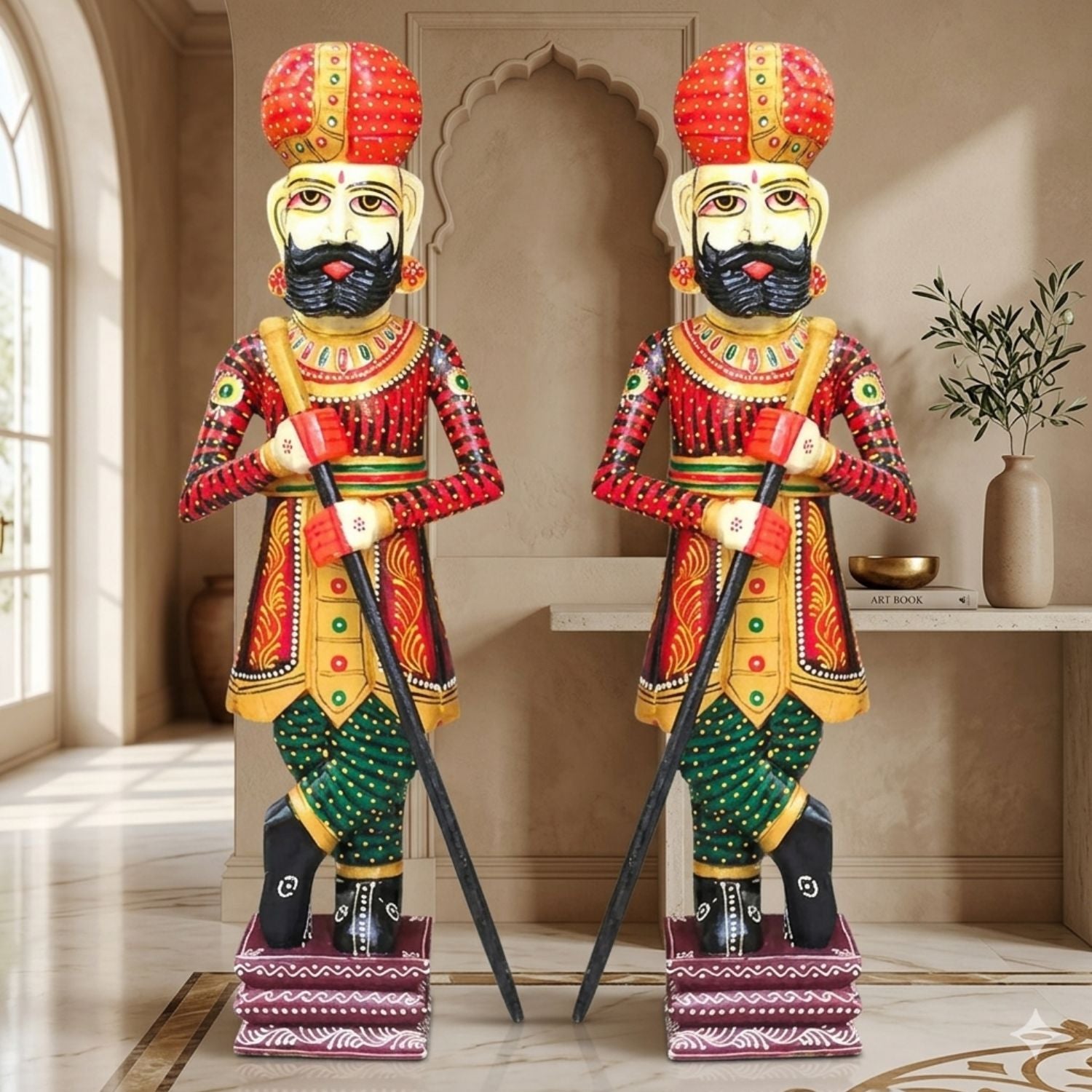 Wooden Darbaan Set Of 2 Royal Guard Home - 36 Inch-Apkmart