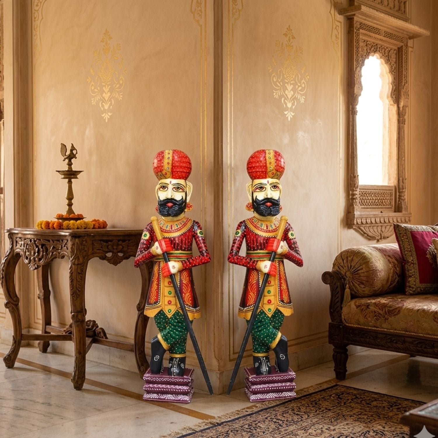 Wooden Darbaan Set Of 2 Royal Guard Home - 36 Inch-Apkmart