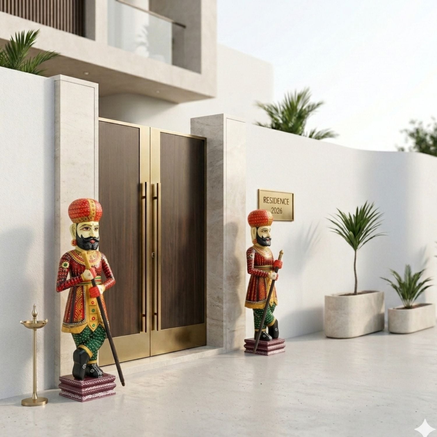 Wooden Darbaan Set Of 2 Royal Guard Home - 36 Inch-Apkmart