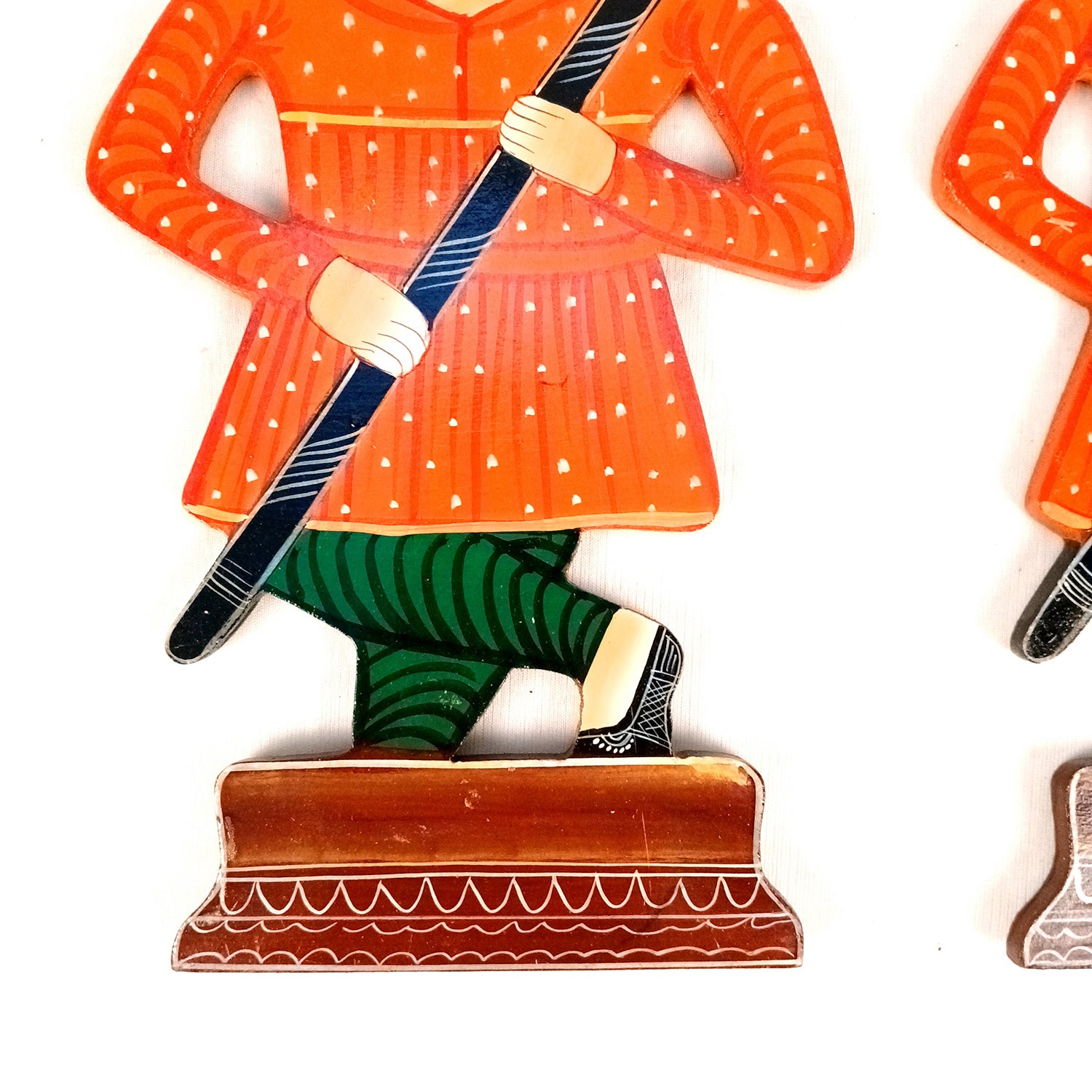 Wooden Darbaan Wall Hanging | Royal Guards Set | Rajasthani Wall Decor - for Home, Living room, Entrance Decor & Gifts - 12 Inch (Wood, Orange)