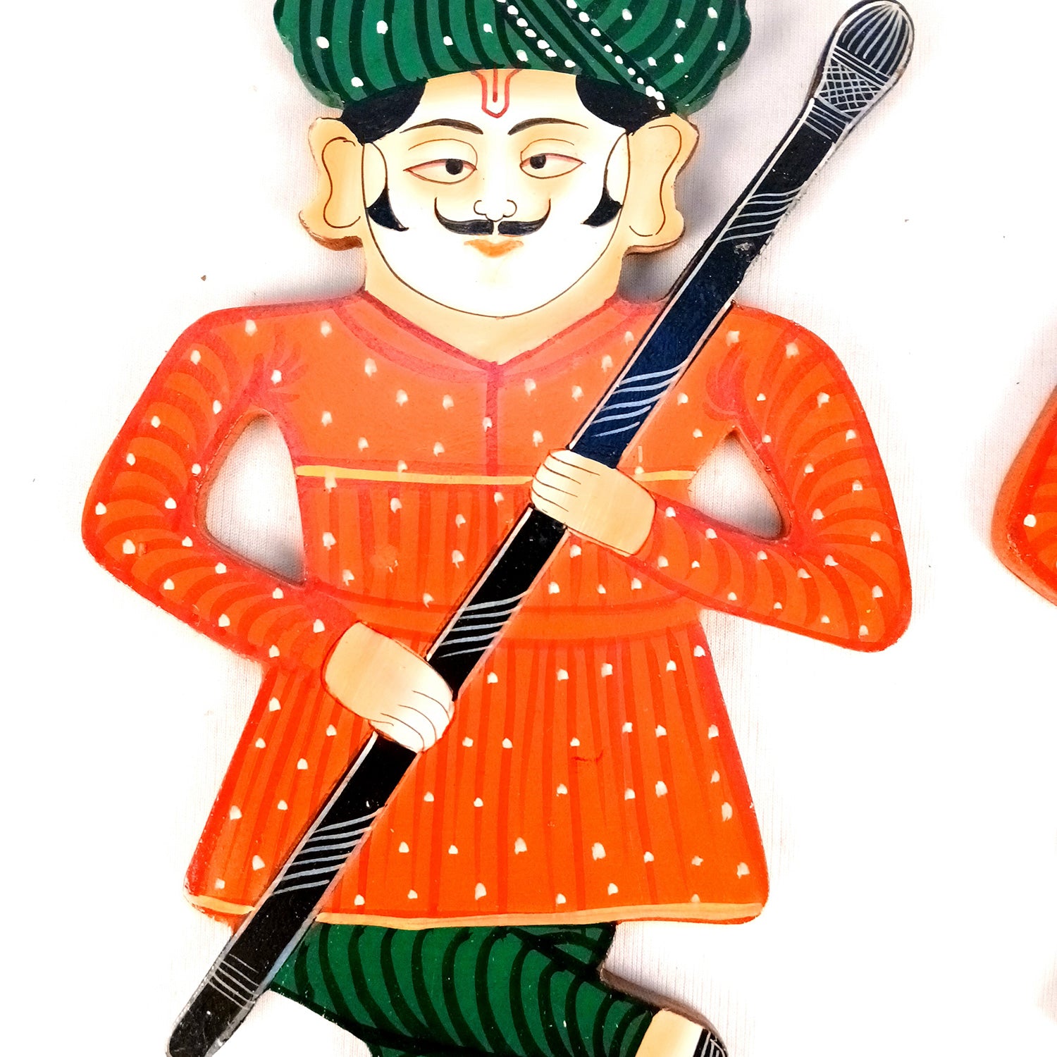 Wooden Darbaan Wall Hanging | Royal Guards Set | Rajasthani Wall Decor - for Home, Living room, Entrance Decor & Gifts - 12 Inch (Wood, Orange)