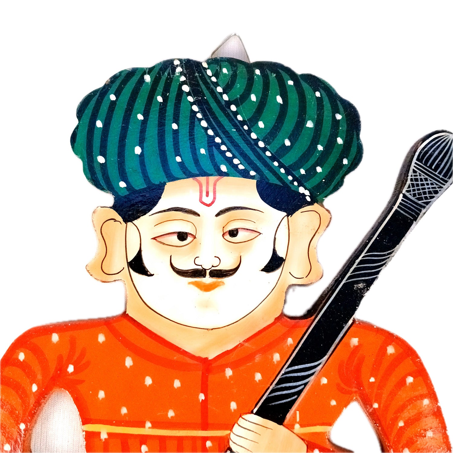 Wooden Darbaan Wall Hanging | Royal Guards Set | Rajasthani Wall Decor - for Home, Living room, Entrance Decor & Gifts - 12 Inch (Wood, Orange)