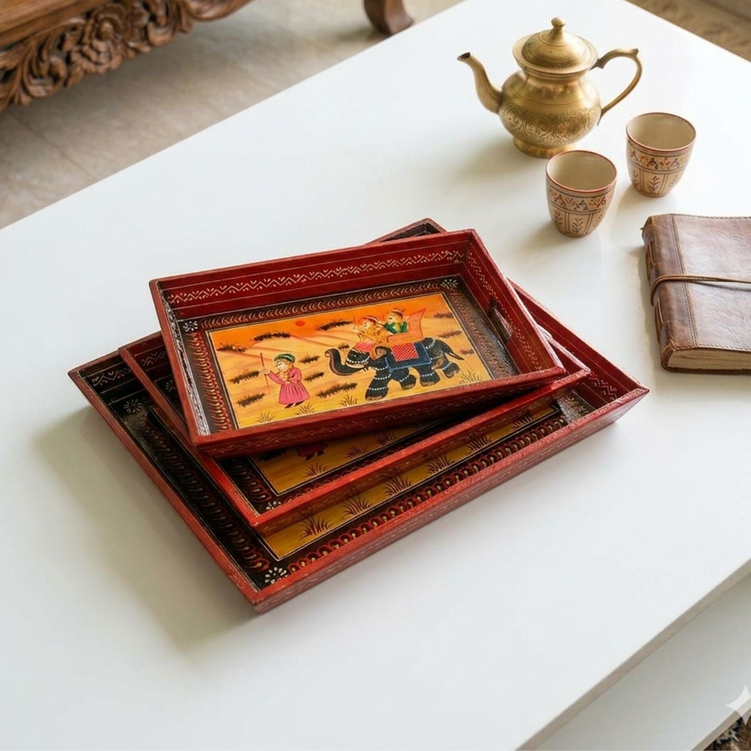 Decorative Tray Figure Painting | Wooden Trays - Pack of 3