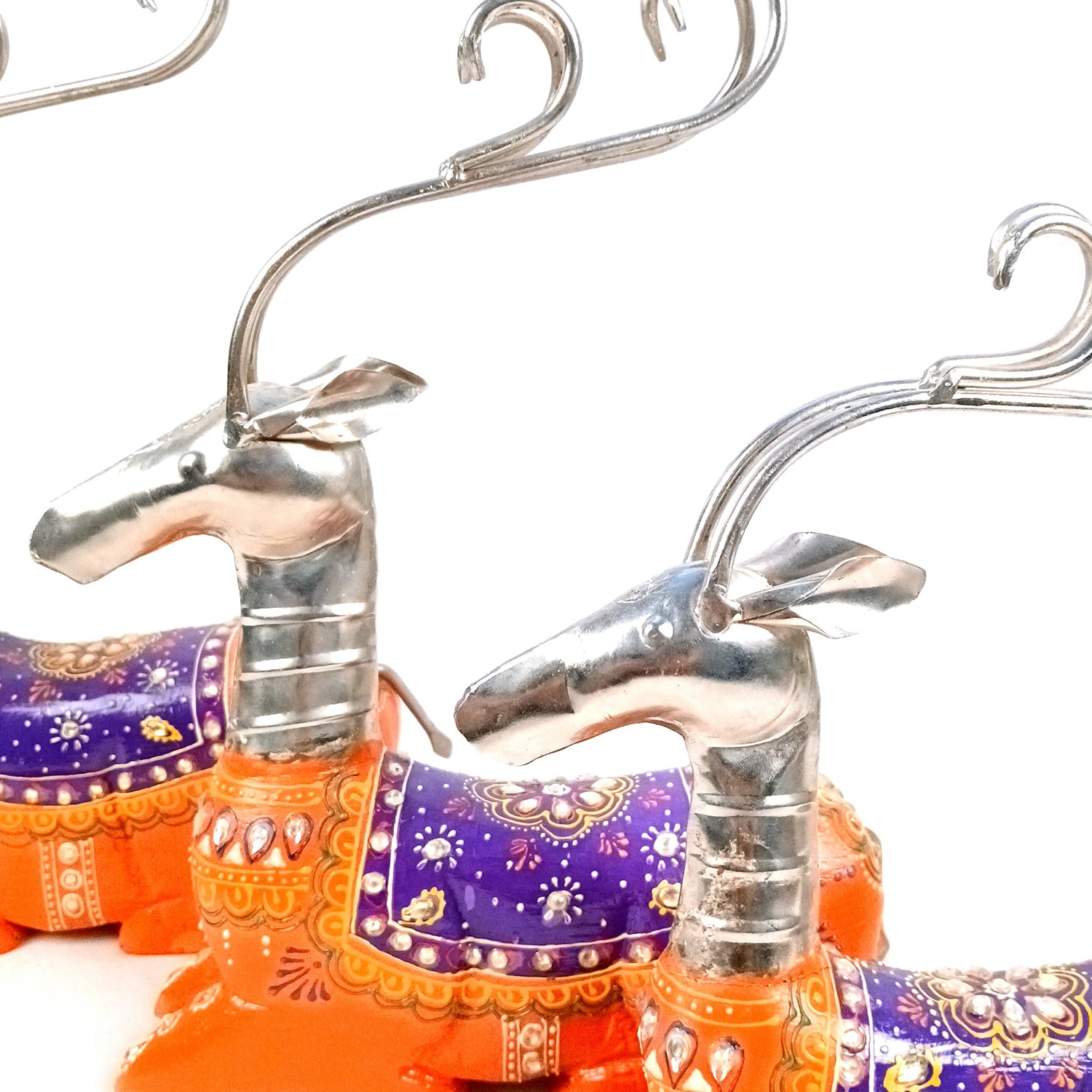 Deer Showpiece Set | Reindeer Statue | Animal Figurines - for Home Decor, Garden, Balcony, Living Room & Gifts - 14 Inch (Pack of 3) - Apkamart #Colour_Orange