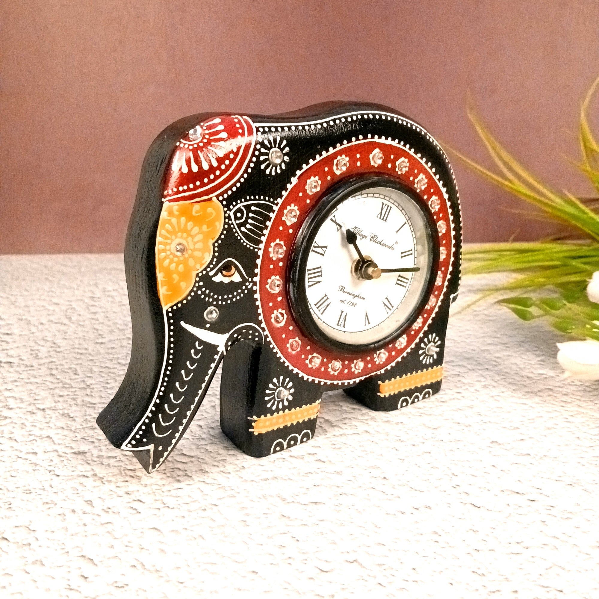 Desk Clock – Table Clock for Home & Office Decor | Elephant Shape Modern Desk Timepiece for Living Room, Bedroom, Study & Gifting - 7 Inch - Apkamart