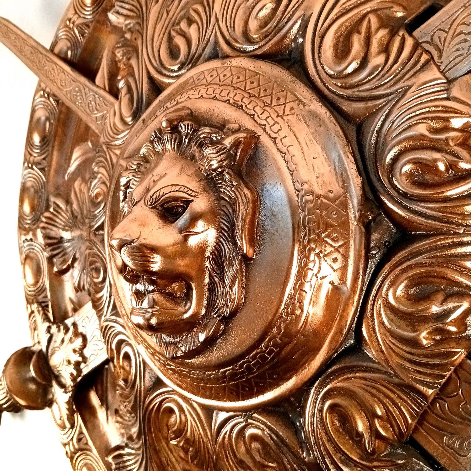Dhal Talwar Wall Showpiece - Lion Design | Vintage Sword & Shield Wall Mount Hangings - For Home, Living Room, Wall Decor & Gifts - Apkamart