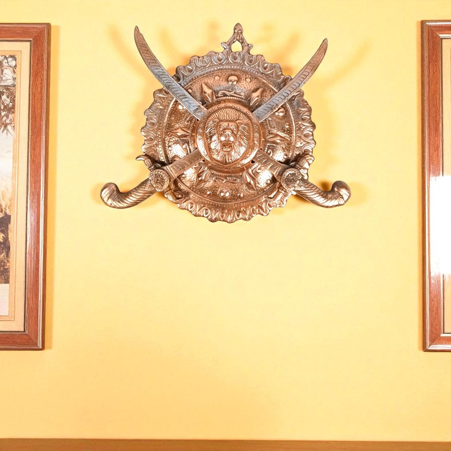Dhal Talwar Wall Hanging | Decorative Shield & Sword Showpiece for Wall Decor, Living Room & Office | Traditional Indian Wall Art | Gift for Housewarming - 12 Inch - Apkamart