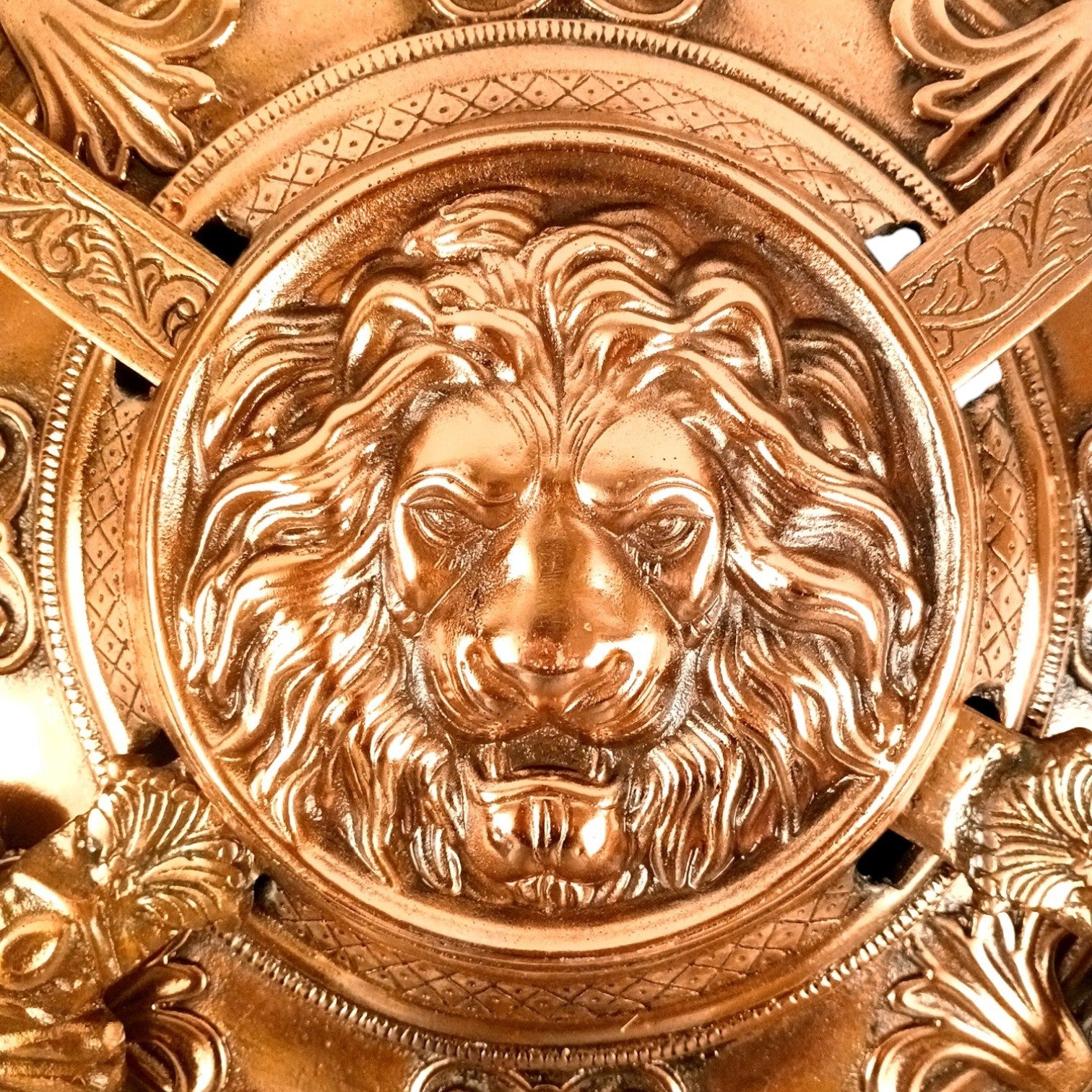 Lion Face Design Dhal Talwar Wall Hanging | Decorative Alloy Sword & Shield Wall Art | Traditional Warrior Showpiece for Home, Living Room, Office & Mandir Decor - 17 Inch - Apkamart