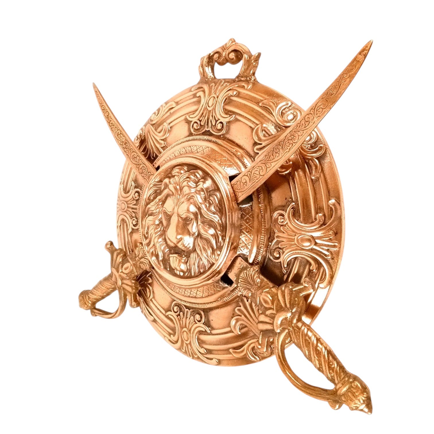 Lion Face Design Dhal Talwar Wall Hanging | Decorative Alloy Sword & Shield Wall Art | Traditional Warrior Showpiece for Home, Living Room, Office & Mandir Decor - 17 Inch - Apkamart