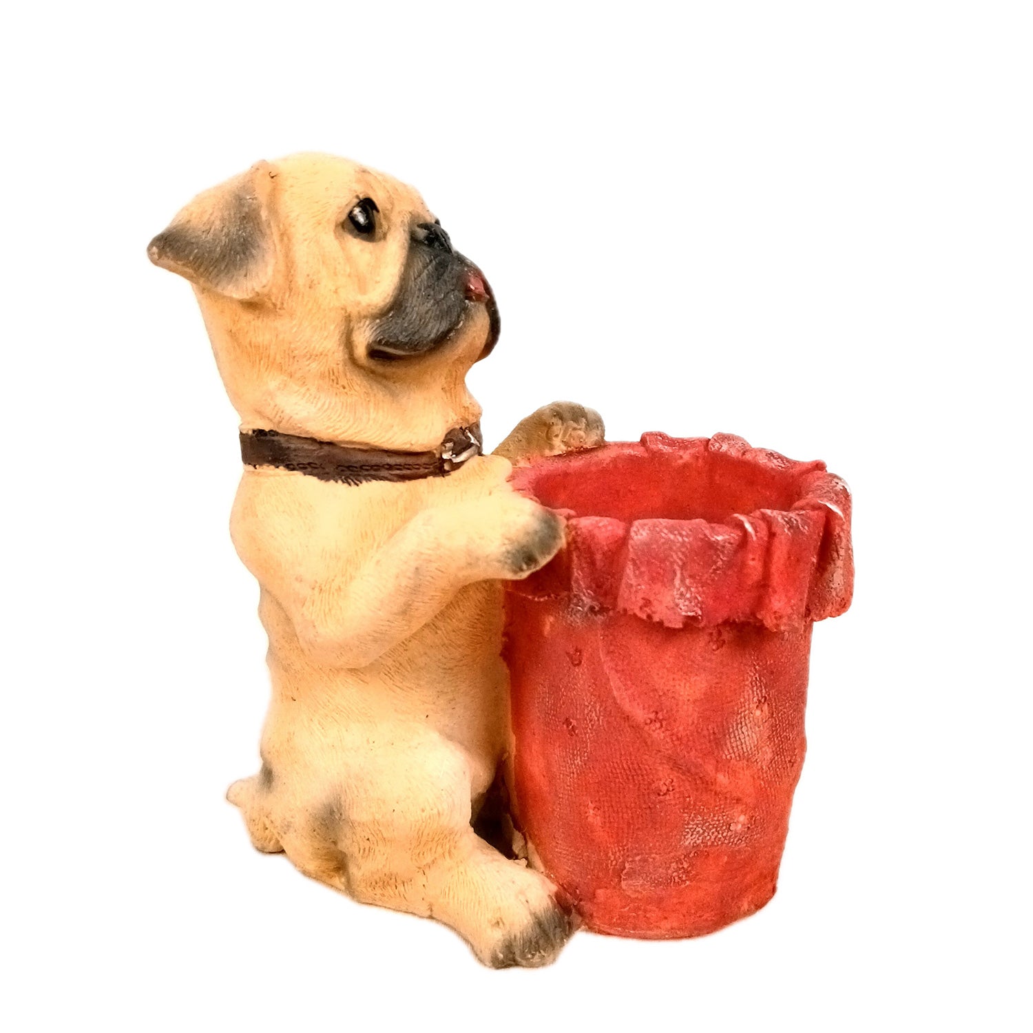 Cute Dog Decorative Pen Pencil Holder / Cutlery Stand | Dog Holding Basket Showpiece - for Kids Study Table, office Desk, Home Decor & Gifts - 6 Inch - Apkamart #Style_Design 1