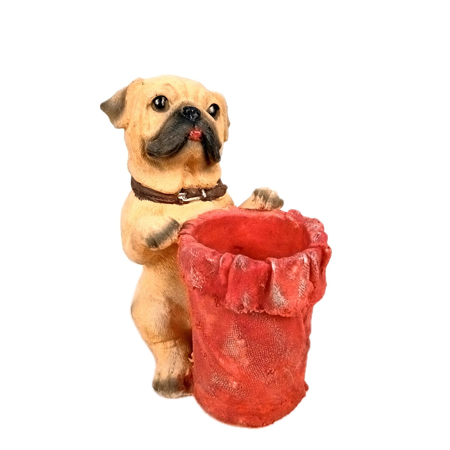 Cute Dog Decorative Pen Pencil Holder / Cutlery Stand | Dog Holding Basket Showpiece - for Kids Study Table, office Desk, Home Decor & Gifts - 6 Inch - Apkamart #Style_Design 1