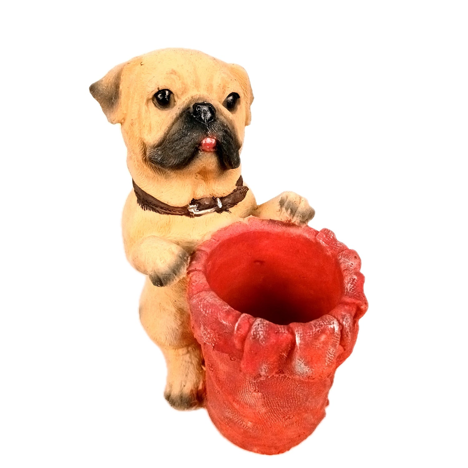 Cute Dog Decorative Pen Pencil Holder / Cutlery Stand | Dog Holding Basket Showpiece - for Kids Study Table, office Desk, Home Decor & Gifts - 6 Inch - Apkamart #Style_Design 1
