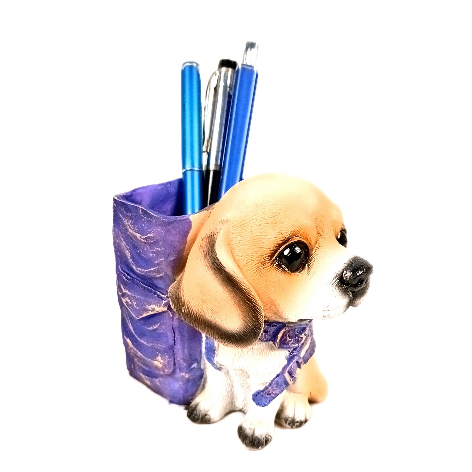 Cute Dog Decorative Pen Pencil Holder / Cutlery Stand | Dog Holding Basket Showpiece | Multipurpose Organizer - for Kids Study Table, office Desk, Home Decor & Gifts - 5 Inch - Apkamart #Style_Design 1