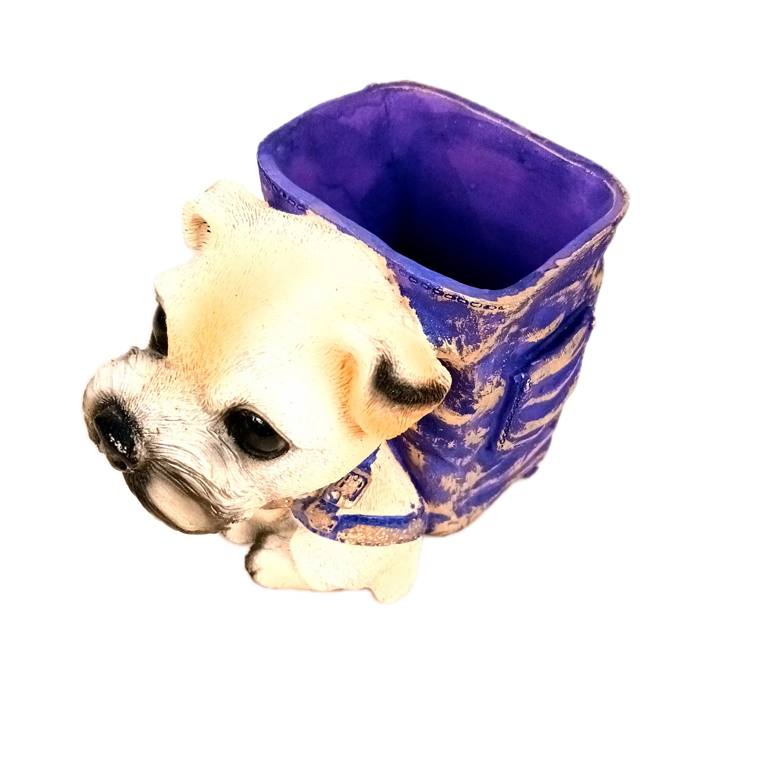 Cute Dog Decorative Pen Pencil Holder / Cutlery Stand | Dog Holding Basket Showpiece | Multipurpose Organizer - for Kids Study Table, office Desk, Home Decor & Gifts - 5 Inch - Apkamart #Style_Design 4