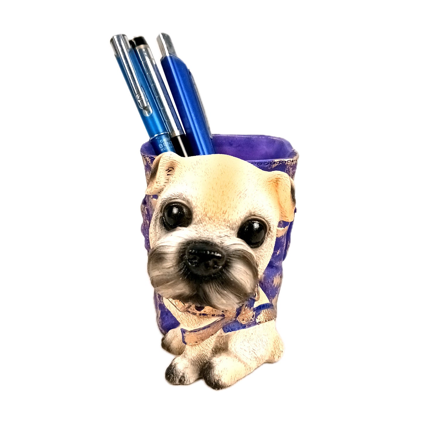 Cute Dog Decorative Pen Pencil Holder / Cutlery Stand | Dog Holding Basket Showpiece | Multipurpose Organizer - for Kids Study Table, office Desk, Home Decor & Gifts - 5 Inch - Apkamart #Style_Design 4