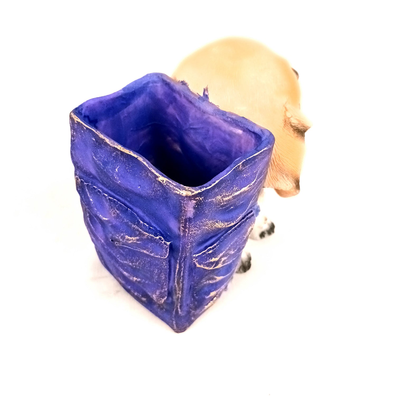 Cute Dog Decorative Pen Pencil Holder / Cutlery Stand | Dog Holding Basket Showpiece | Multipurpose Organizer - for Kids Study Table, office Desk, Home Decor & Gifts - 5 Inch - Apkamart #Style_Design 1