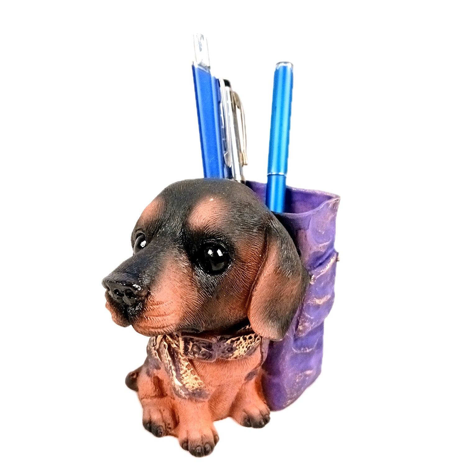 Cute Dog Decorative Pen Pencil Holder / Cutlery Stand | Dog Holding Basket Showpiece | Multipurpose Organizer - for Kids Study Table, office Desk, Home Decor & Gifts - 5 Inch - Apkamart #Style_Design 2