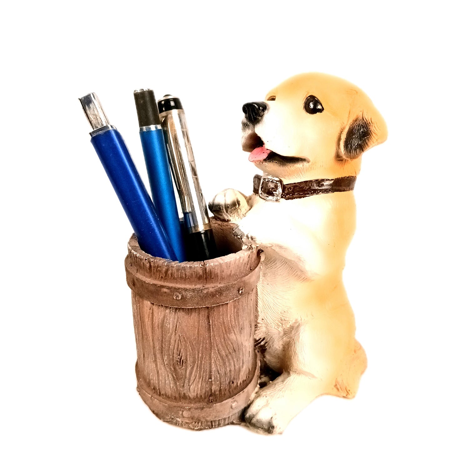 Cute Dog Decorative Pen Pencil Holder / Cutlery Stand | Dog Holding Basket Showpiece - for Kids Study Table, office Desk, Home Decor & Gifts - 6 Inch - Apkamart #Style_Design 2