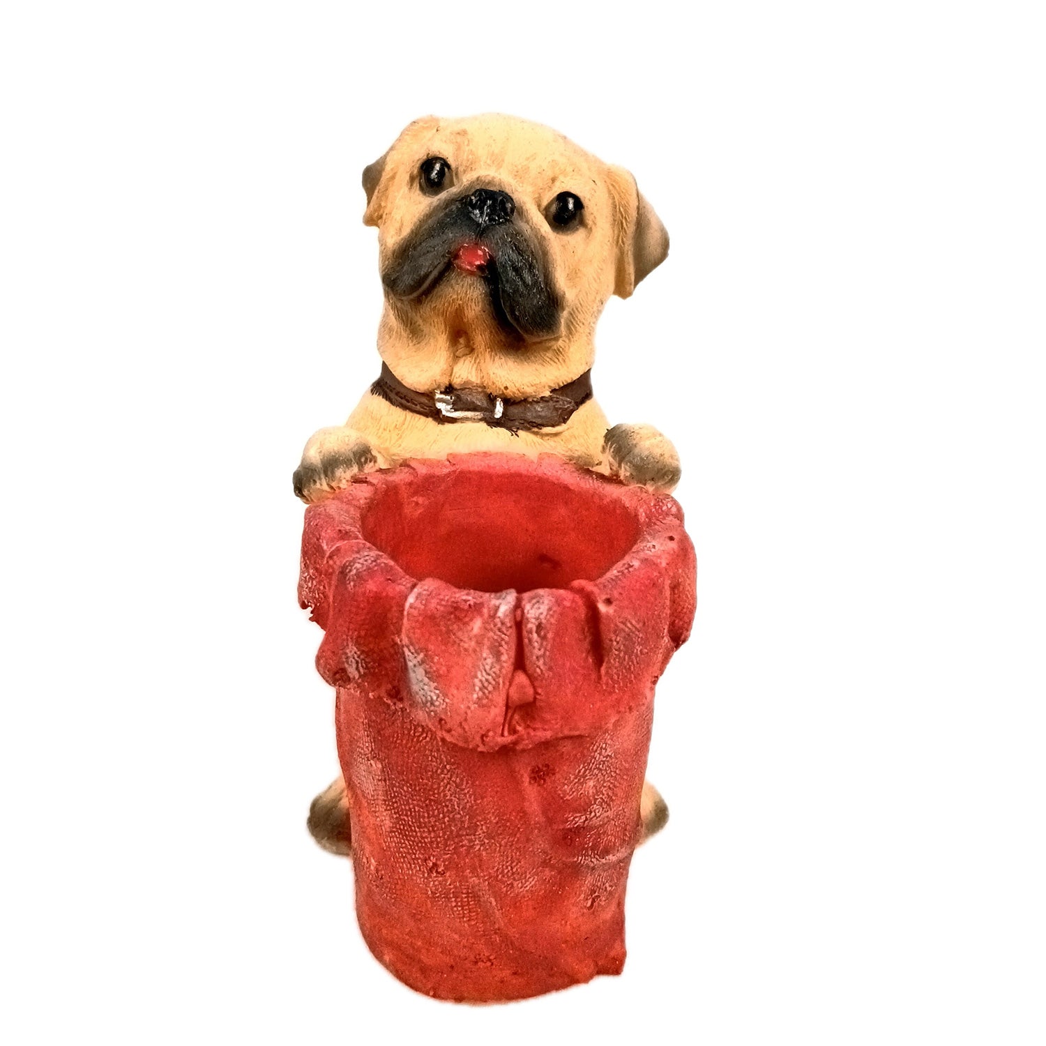 Cute Dog Decorative Pen Pencil Holder / Cutlery Stand | Dog Holding Basket Showpiece - for Kids Study Table, office Desk, Home Decor & Gifts - 6 Inch - Apkamart #Style_Design 1