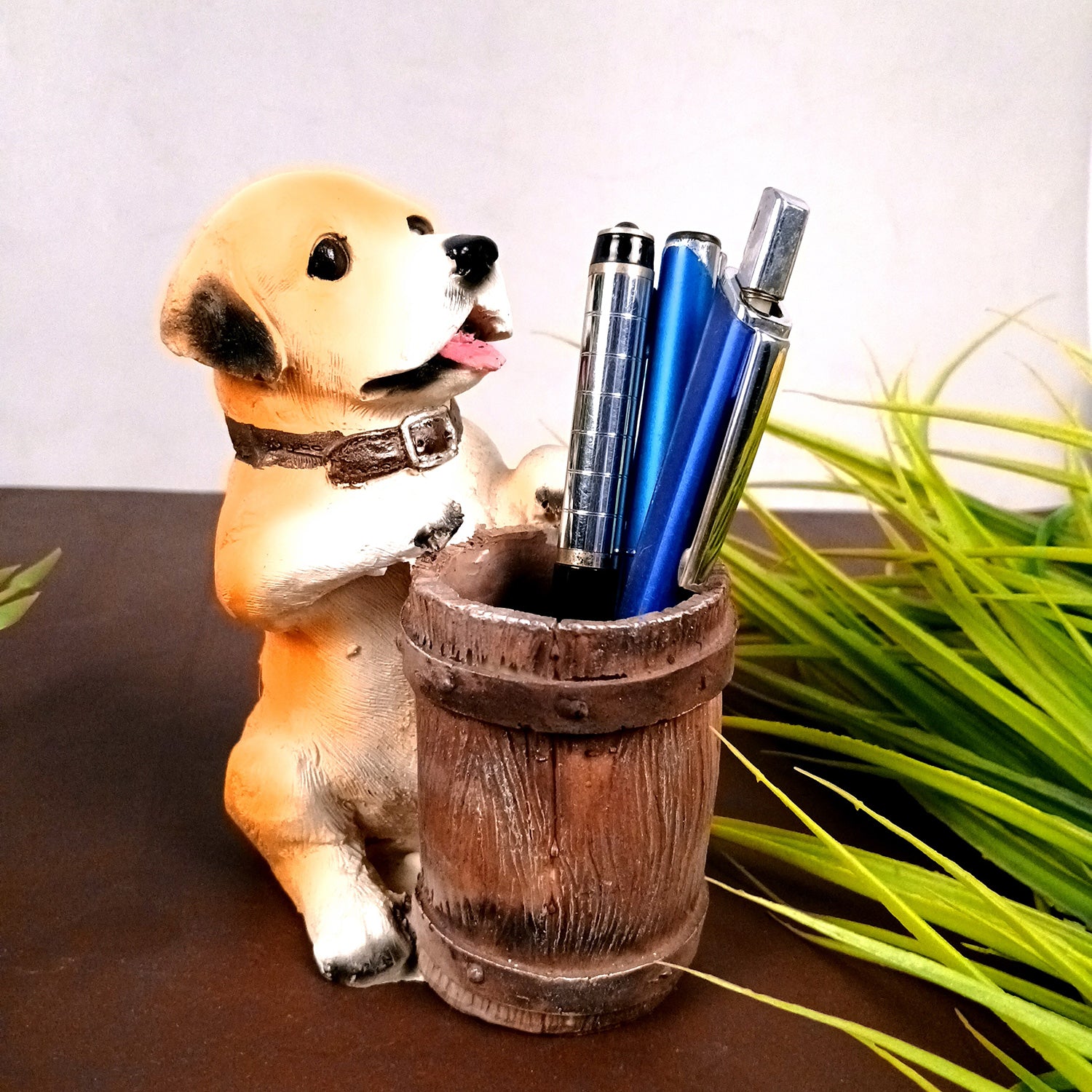 Cute Dog Decorative Pen Pencil Holder / Cutlery Stand | Dog Holding Basket Showpiece - for Kids Study Table, office Desk, Home Decor & Gifts - 6 Inch - Apkamart #Style_Design 2