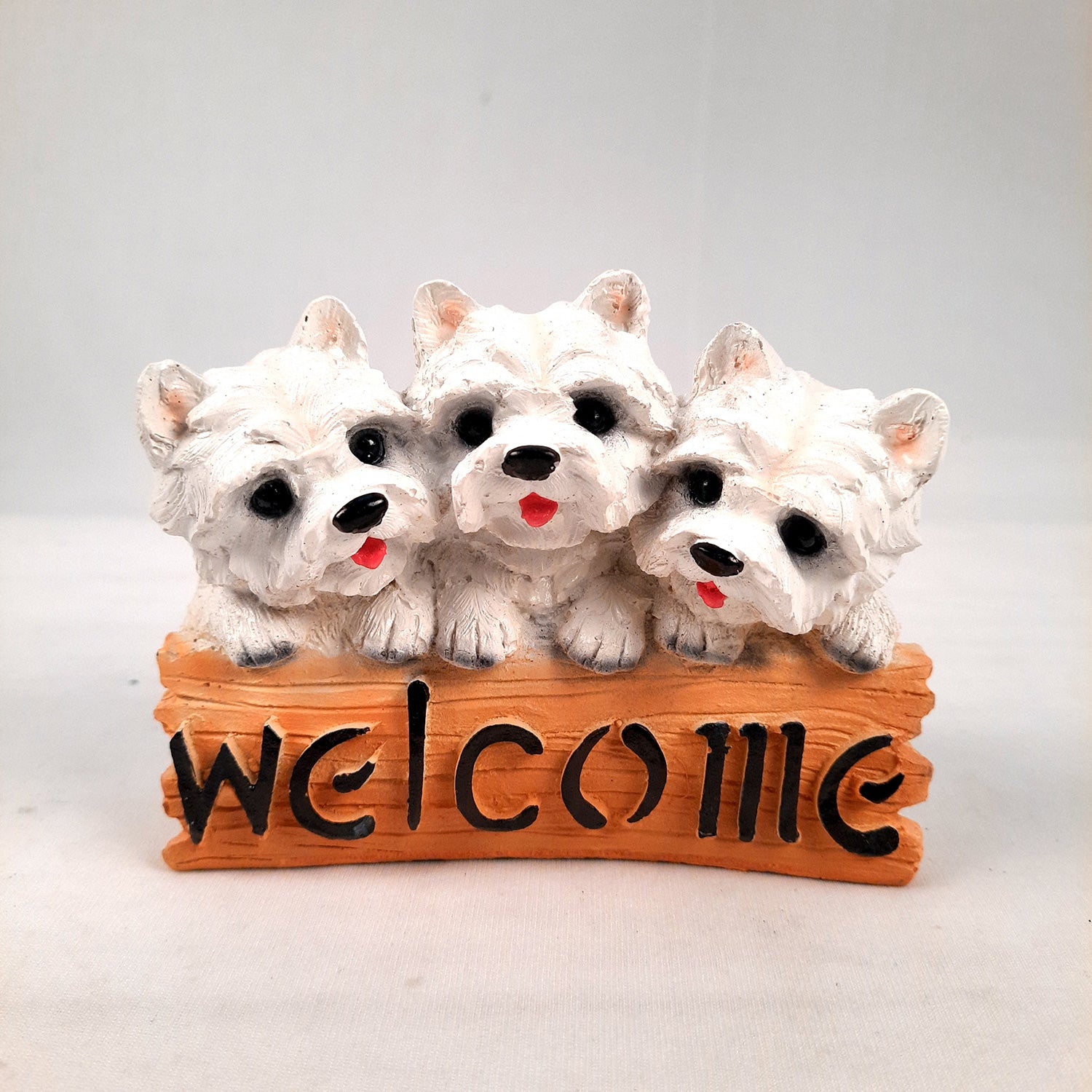 Welcome Dog Showpiece Statue | Animal Figurine - for Door, Entrance, Living Room, Kitchen Decor, House Warming Gifts - 6 Inch - Apkamart #Style_Design 3