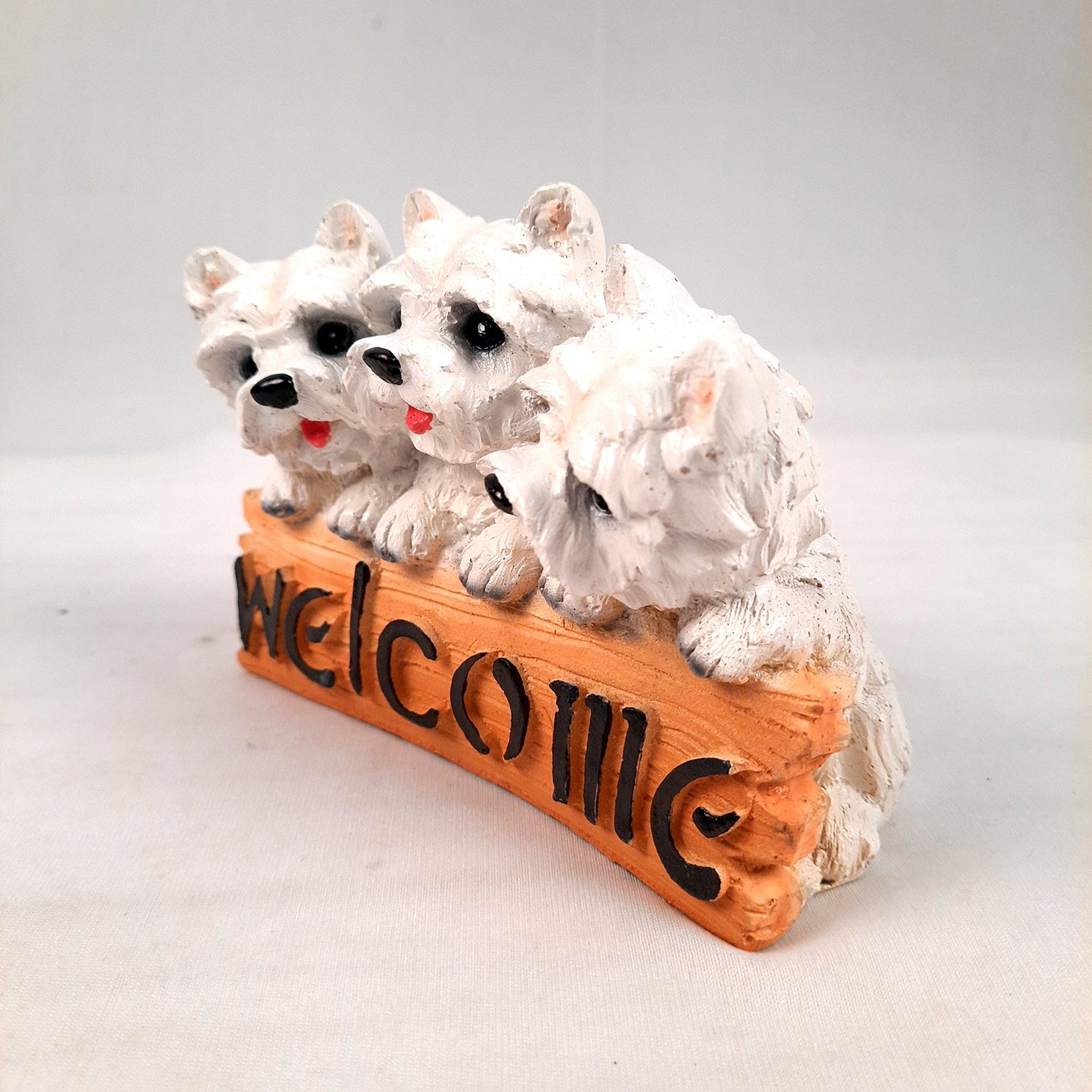 Welcome Dog Showpiece Statue | Animal Figurine - for Door, Entrance, Living Room, Kitchen Decor, House Warming Gifts - 6 Inch - Apkamart #Style_Design 3