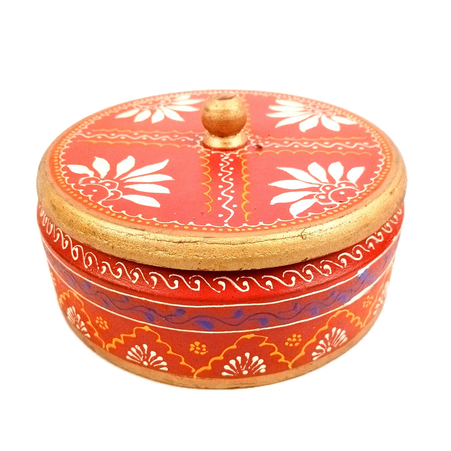 Wooden Dry Fruit Box with Lid | Mukhwas Bowl with Four Compartments - for Kitchen, Serving, Home, Dining Table Decor & Diwali Gifts - 7 Inch - Apkamart #Style_Design 2