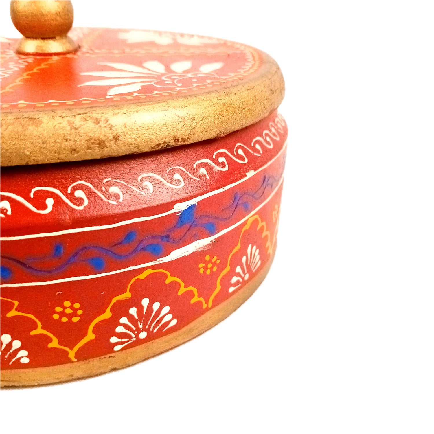 Wooden Dry Fruit Box with Lid | Mukhwas Bowl with Four Compartments - for Kitchen, Serving, Home, Dining Table Decor & Diwali Gifts - 7 Inch - Apkamart #Style_Design 2