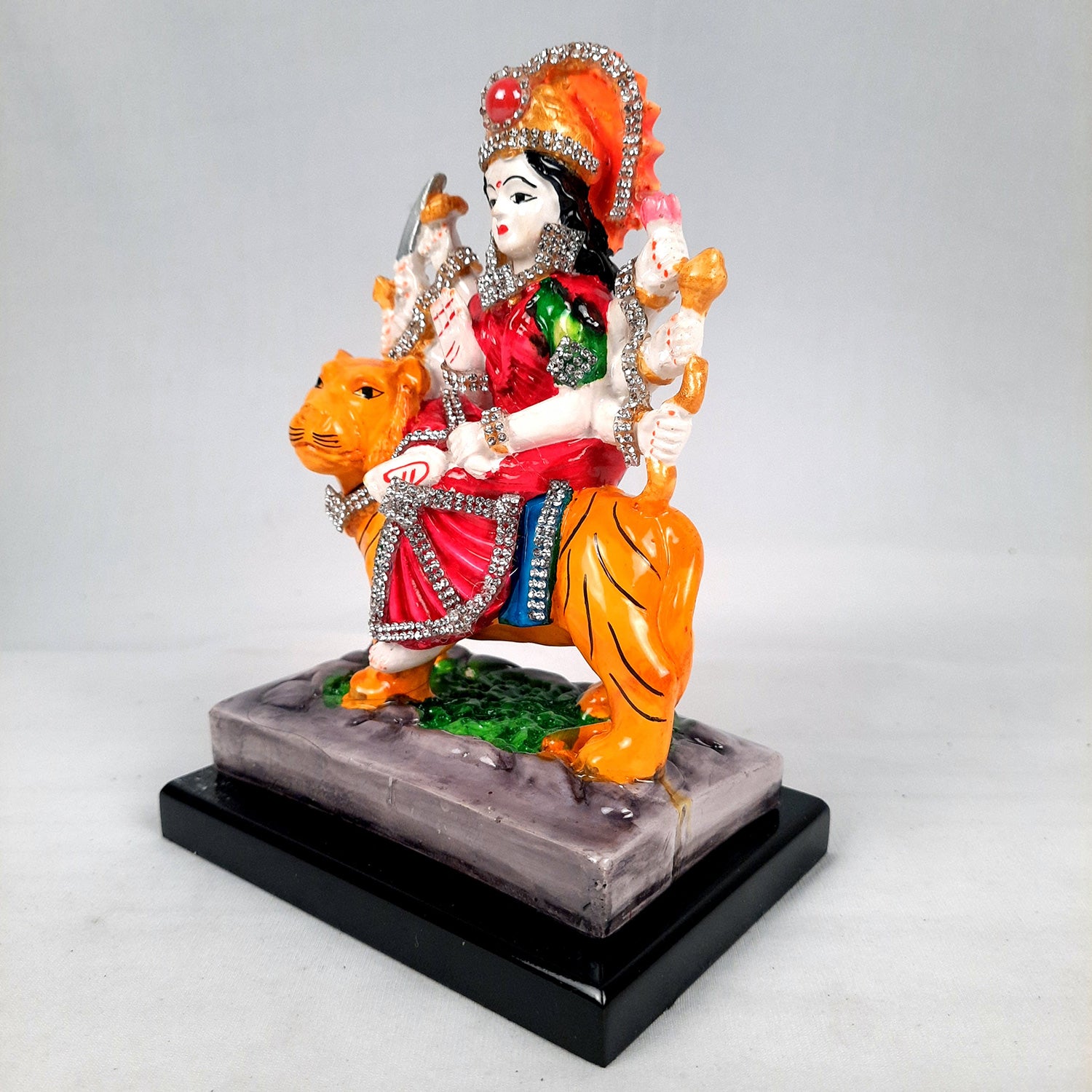 Maa Durga Sitting on Lion Statue | Sherawali Mata Rani Idol Murti - for Home Decor, Puja Room, Office Desk & Gift - 7 Inch