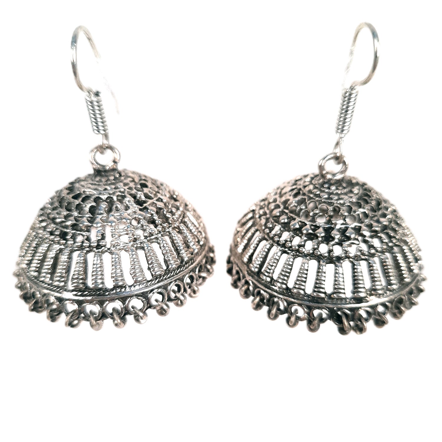 Oxidized Non-Precious Metal Afghani Kashmiri Tribal Jhumka Earrings,Maang  Tikka | eBay