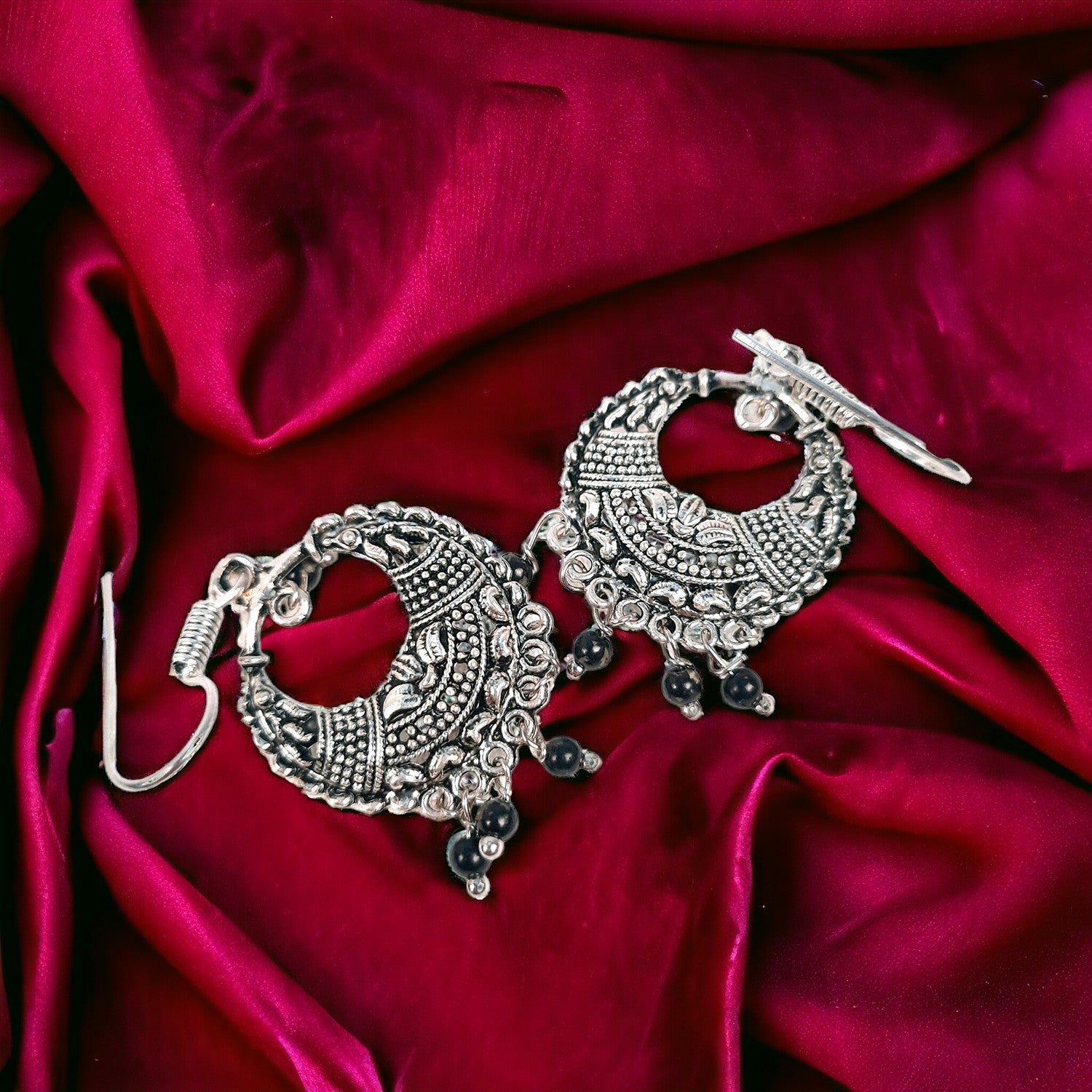 Red Meena Oxidised Earrings....Whatsapp @ 8250141633 | Indian wedding  jewelry sets, Fashion jewelry sets, Antique silver jewelry