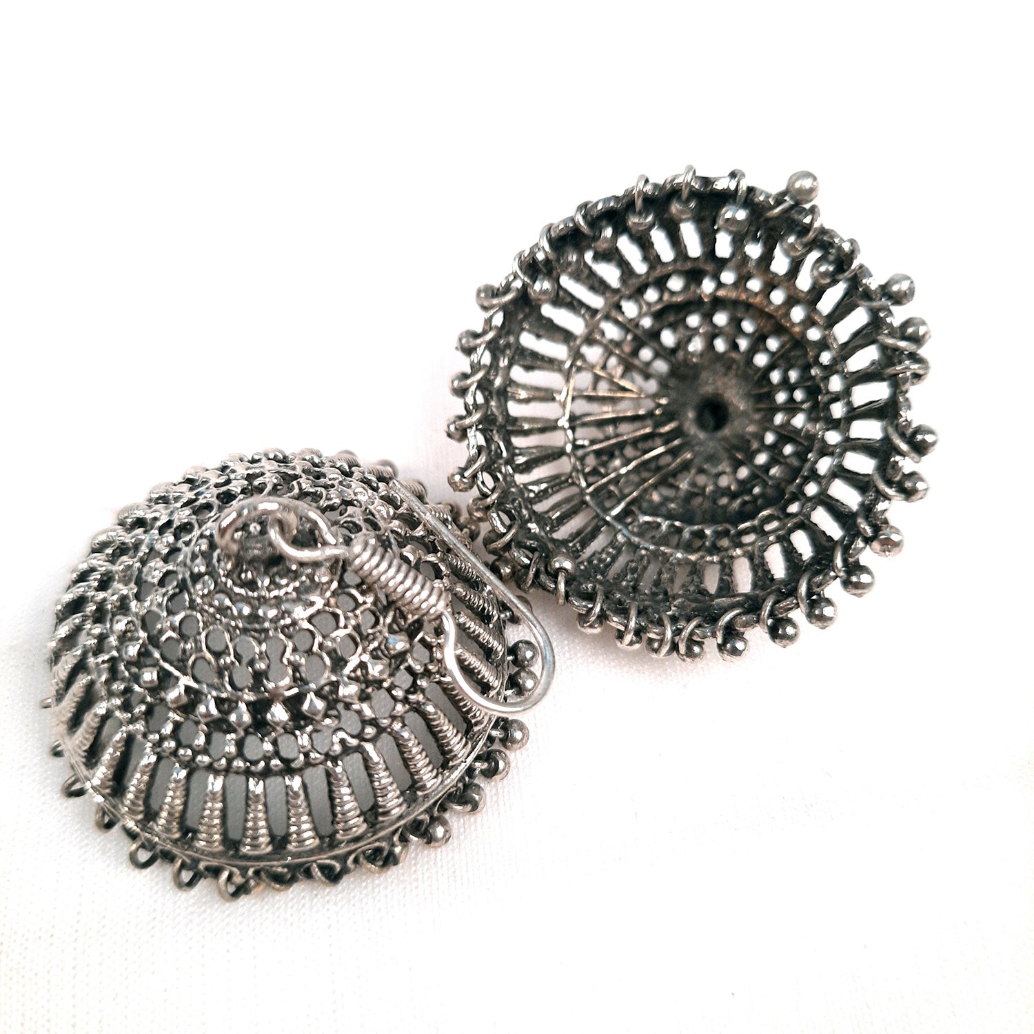 Order TS Big Oxidised Silver Round Top Earring Online From Thug Style,New  Delhi