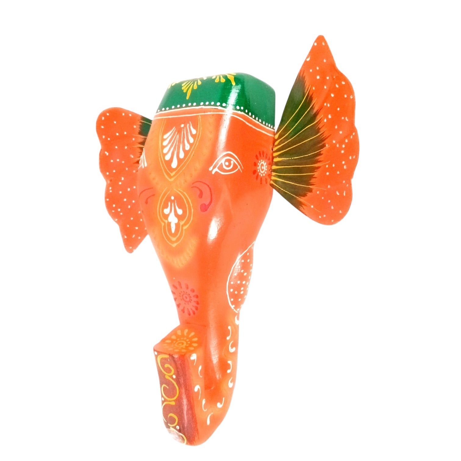 Elephant Head Wall Hanging | Wooden Hand-Painted Wall Decor – 11 Inch - Apkamart