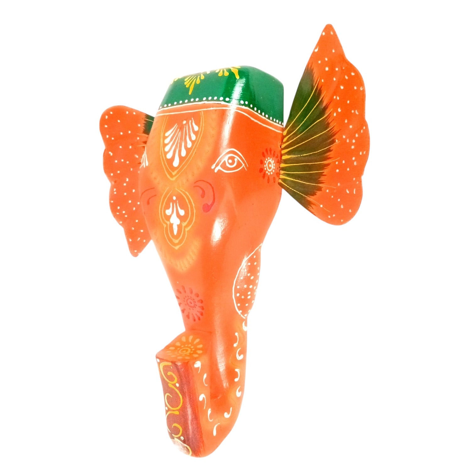 Elephant Head Wall Hanging | Wooden Hand-Painted Wall Decor – 11 Inch - Apkamart